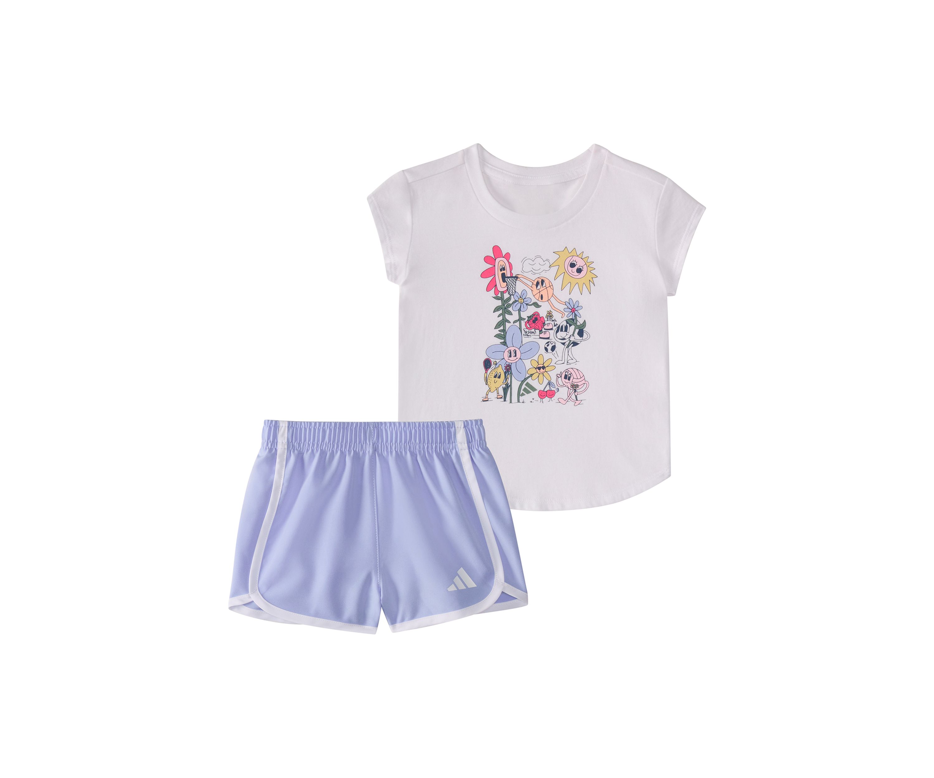Toddler Girls Two Piece Cap Sleeve T-Shirt & Woven Shorts Set