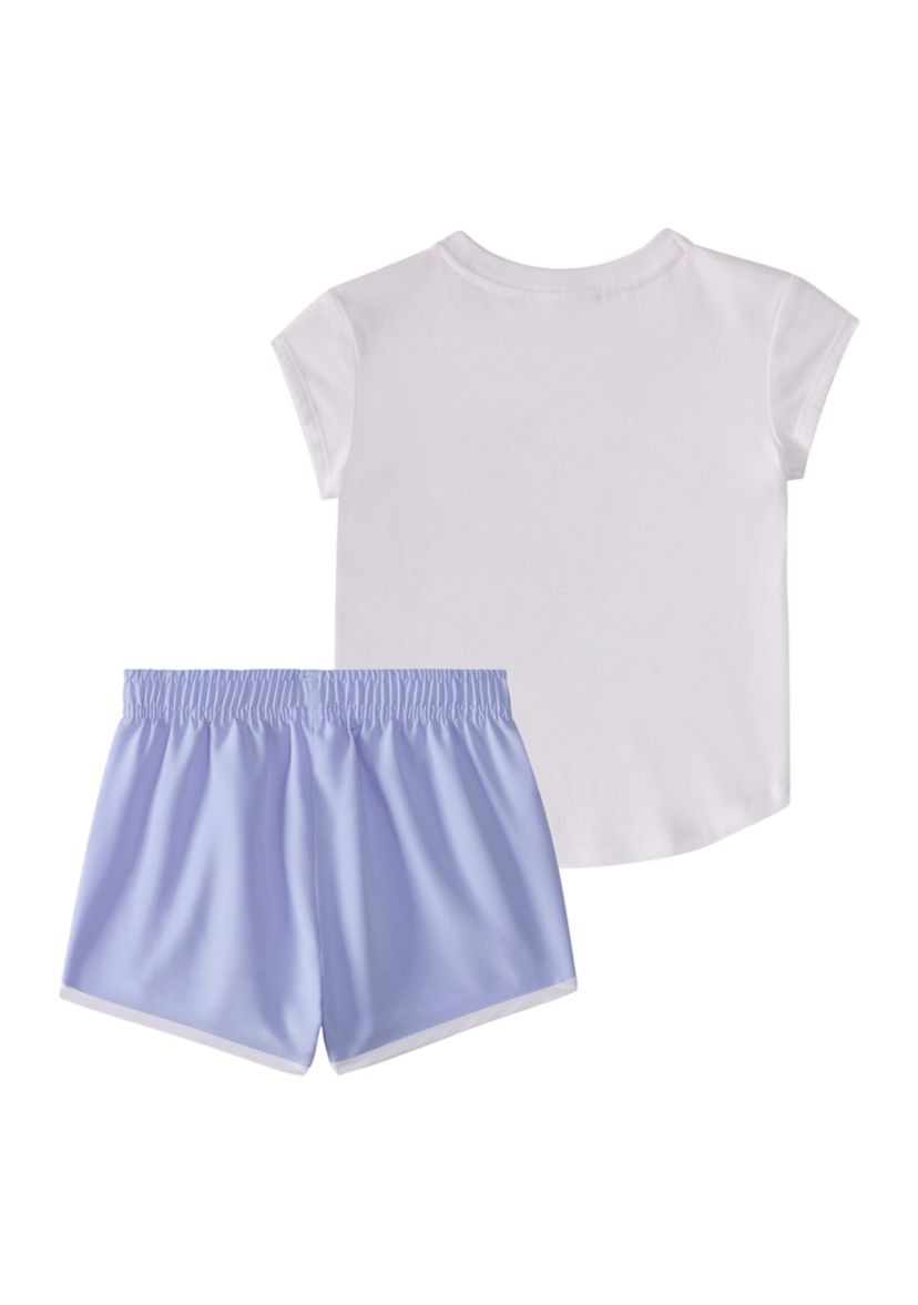 Toddler Girls Two Piece Cap Sleeve T-Shirt & Woven Shorts Set