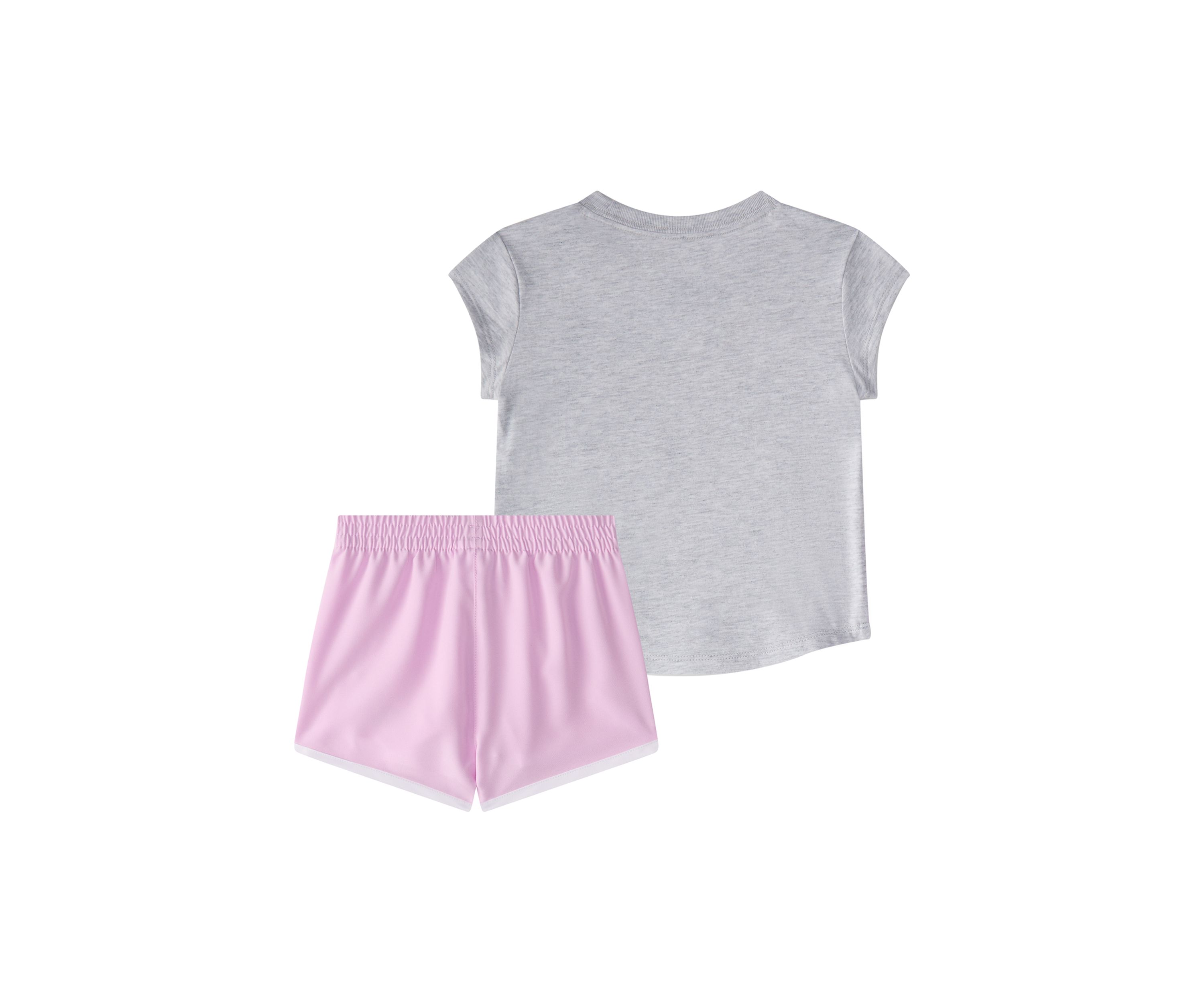 Baby Girls Two Piece Cap Sleeve Heather T-Shirt & Woven Shorts Set