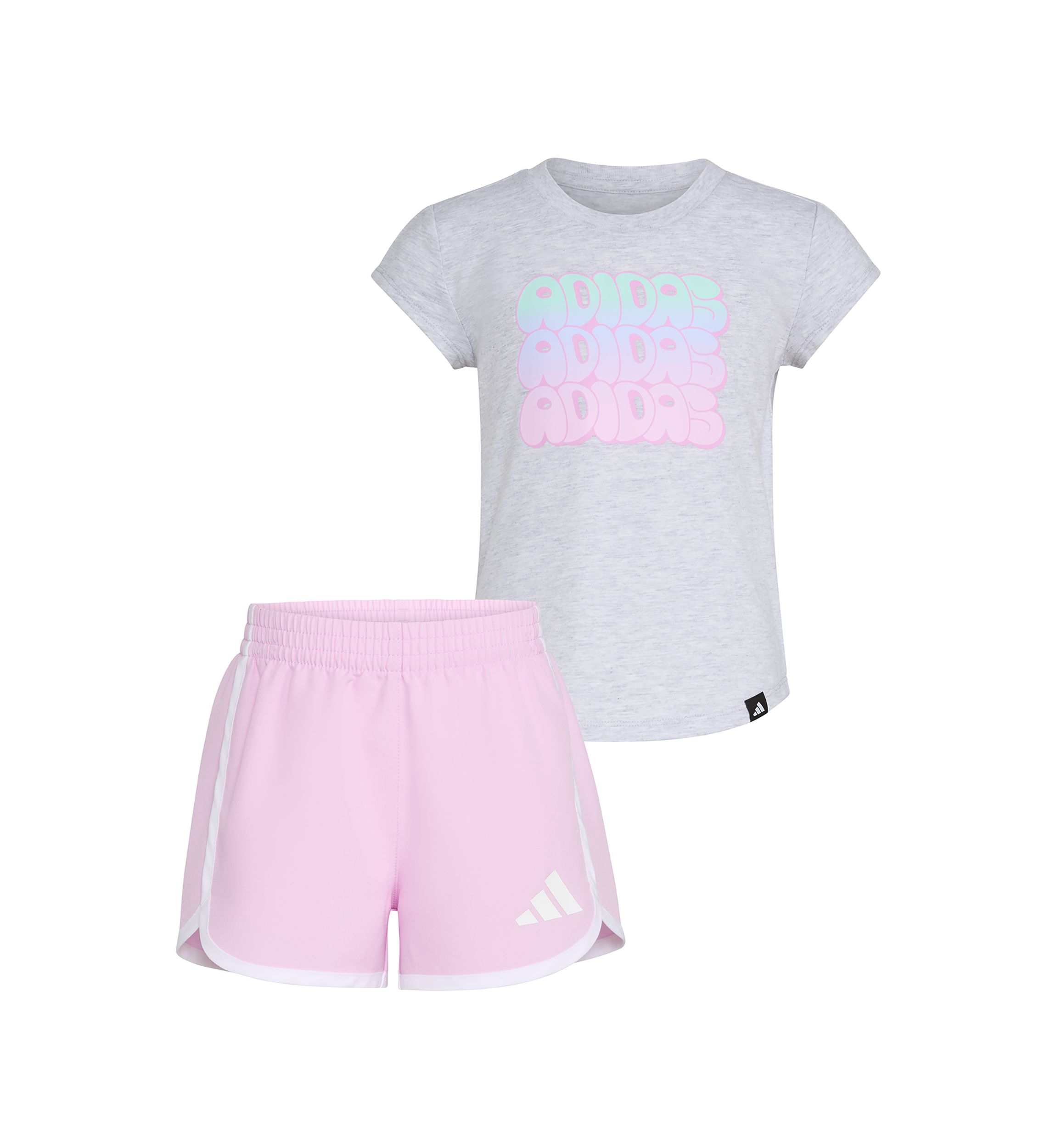 Toddler Girls Two-Piece Cap Sleeve Heather T-Shirt & Woven Short Set