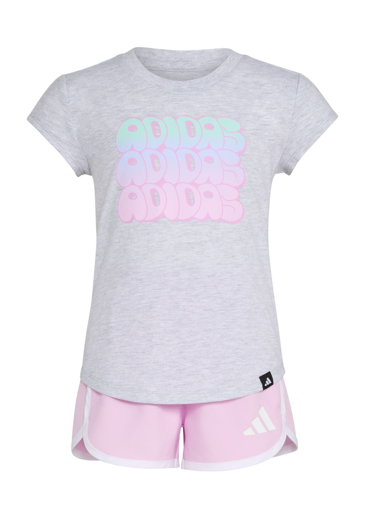 Toddler Girls Two-Piece Cap Sleeve Heather T-Shirt & Woven Short Set