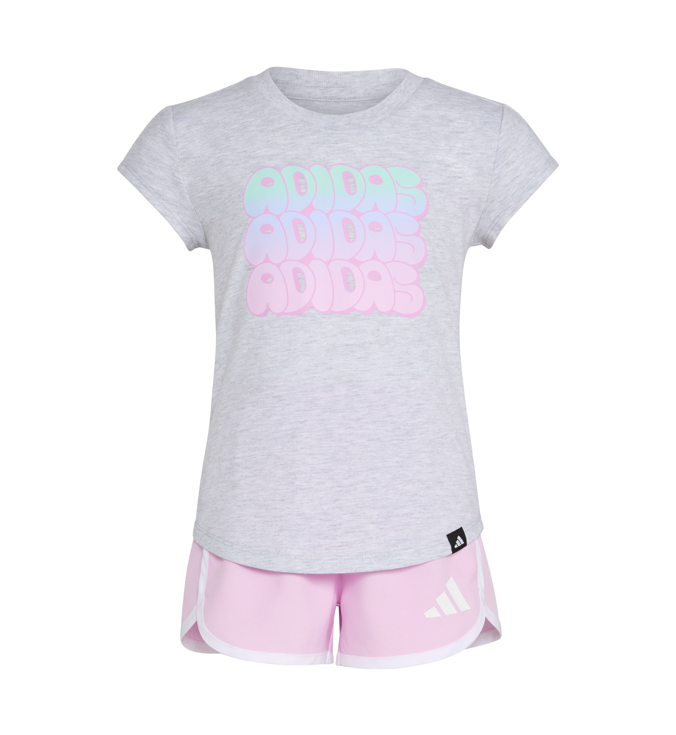 Toddler Girls Two-Piece Cap Sleeve Heather T-Shirt & Woven Short Set
