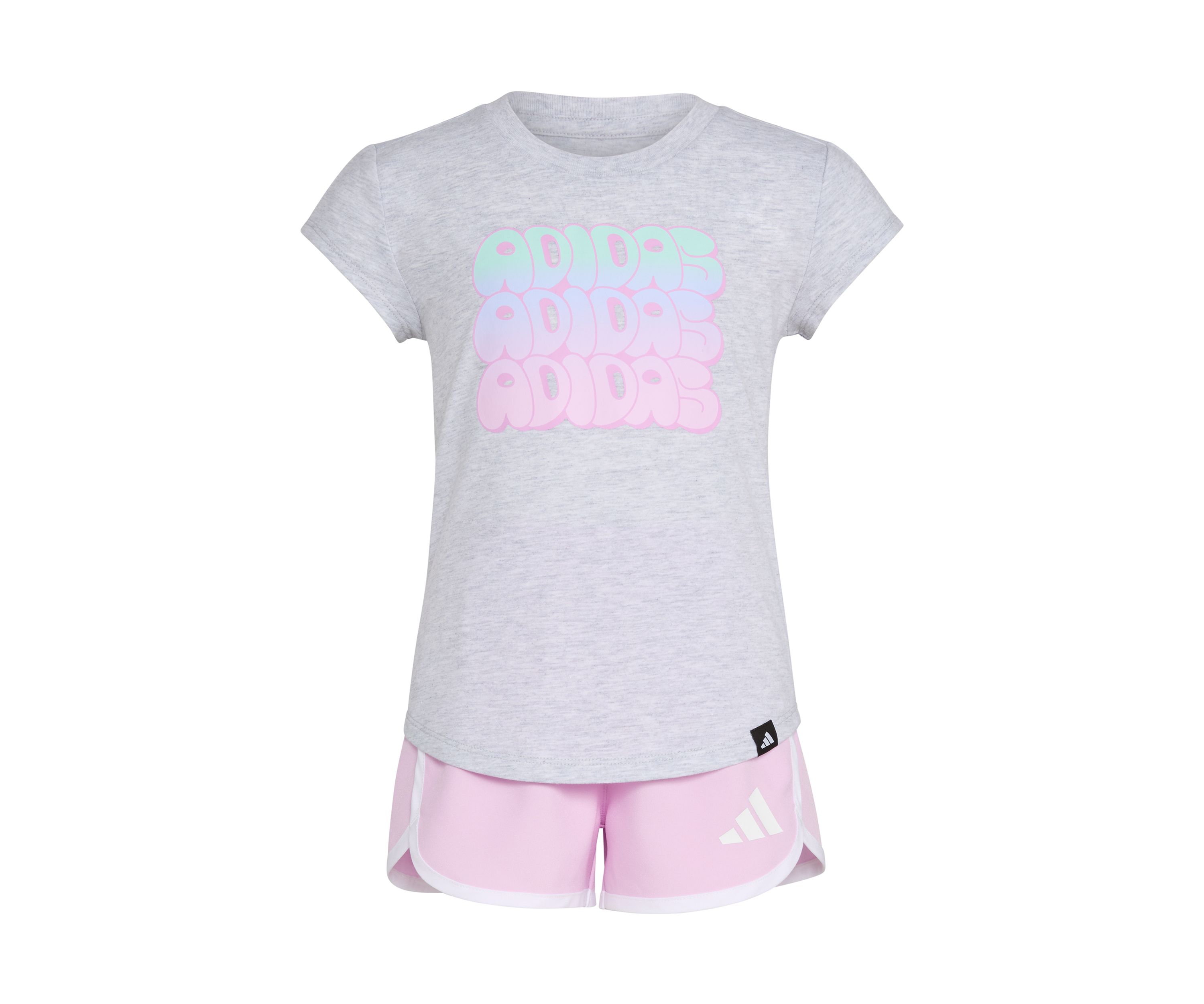Toddler Girls Two-Piece Cap Sleeve Heather T-Shirt & Woven Short Set