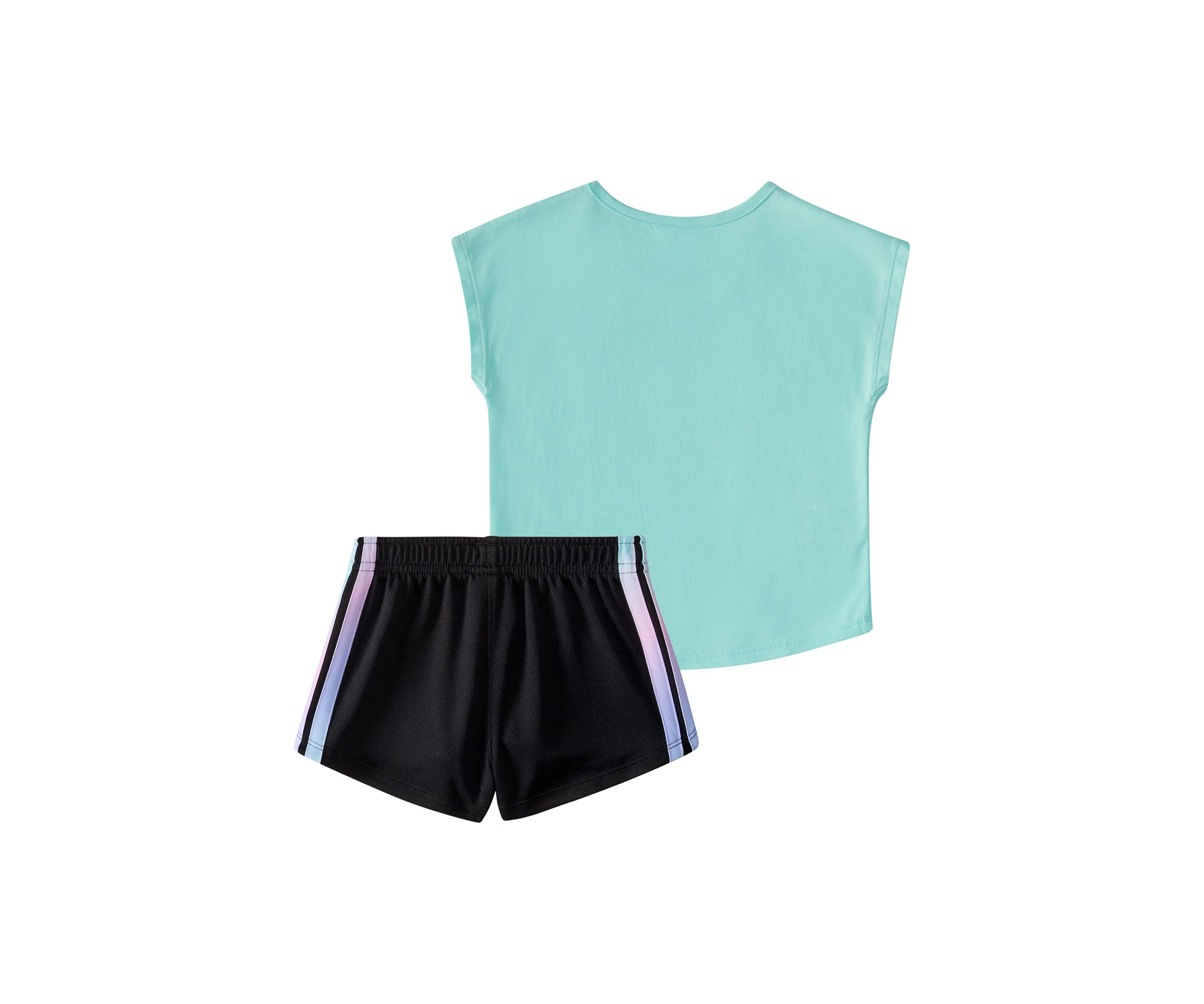 Baby Girls Two-Piece Short Sleeve Graphic T-Shirt & Mesh Short Set