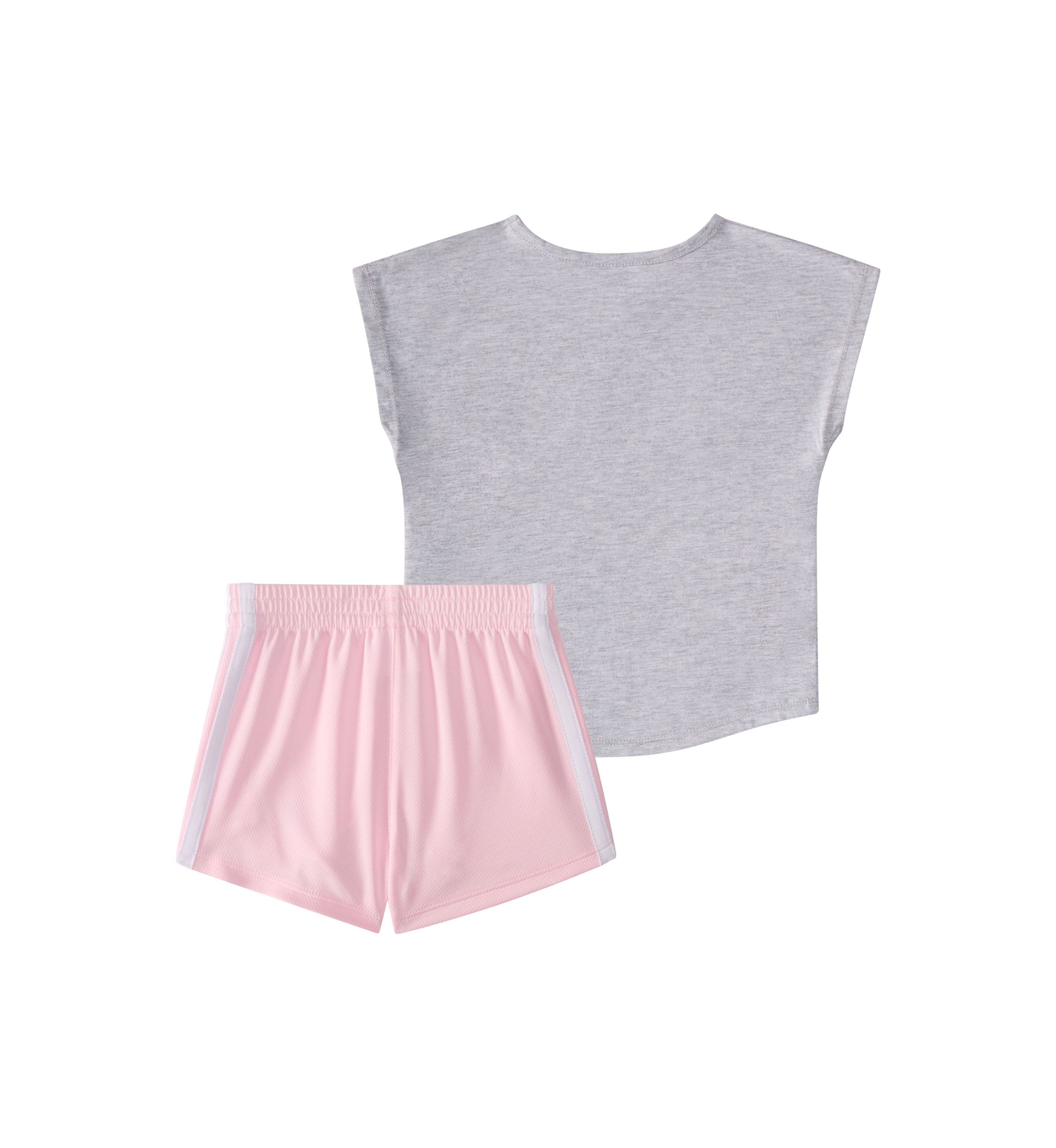 Baby Girls Two Piece Short Sleeve Graphic Heather T-Shirt & Mesh Shorts Set