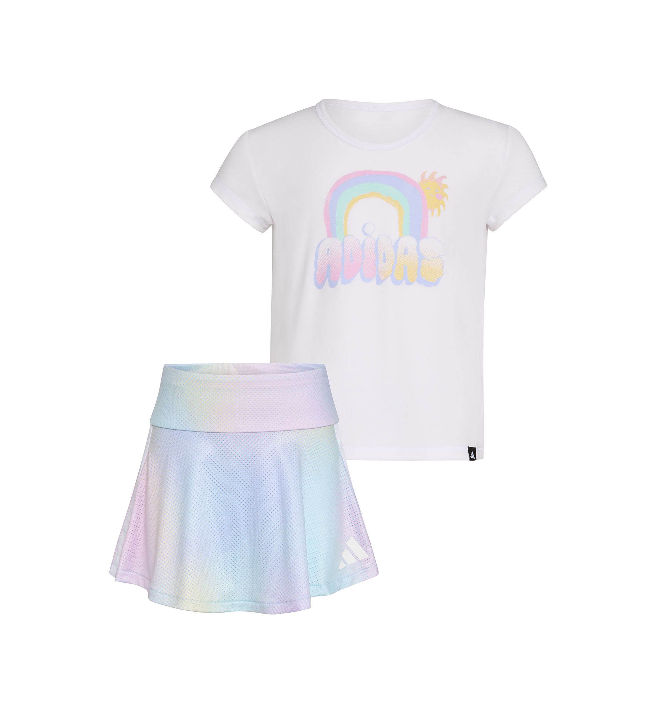 Toddler Girls 2 Piece Pleated T-Shirt and Printed Flounce Skort Set