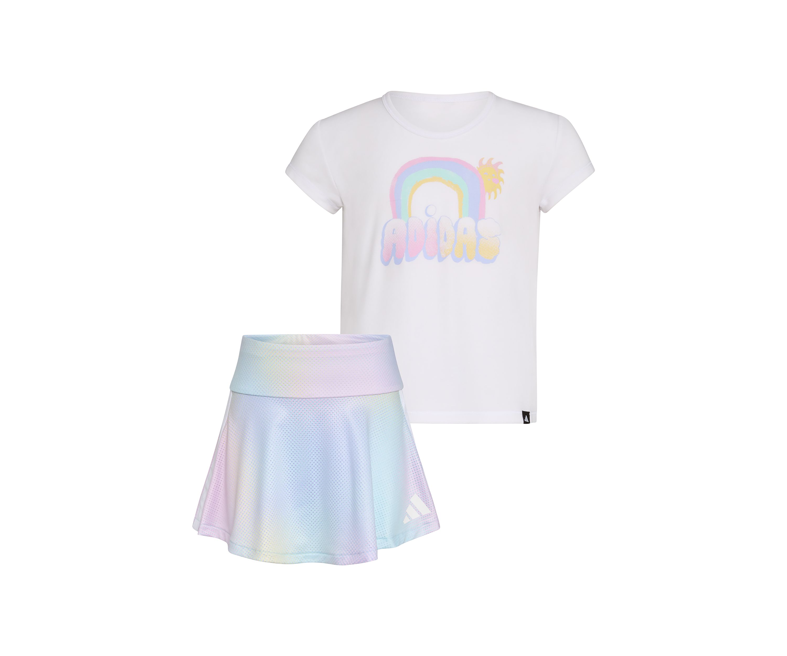 Toddler Girls 2 Piece Pleated T-Shirt and Printed Flounce Skort Set