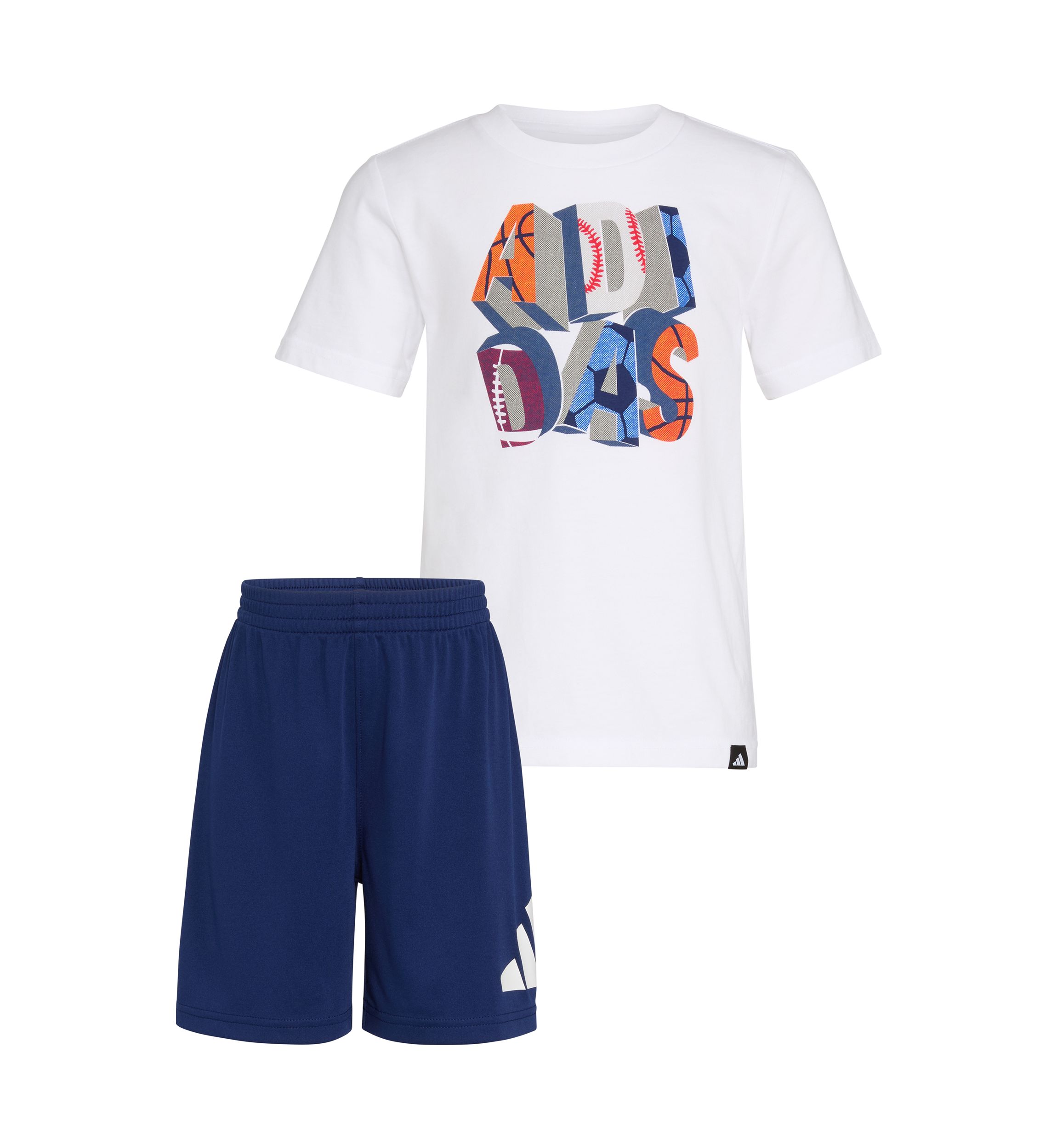 Toddler Boys Two-Piece Short Sleeve Cotton Tee & Elastic Waistband Logo Short Set