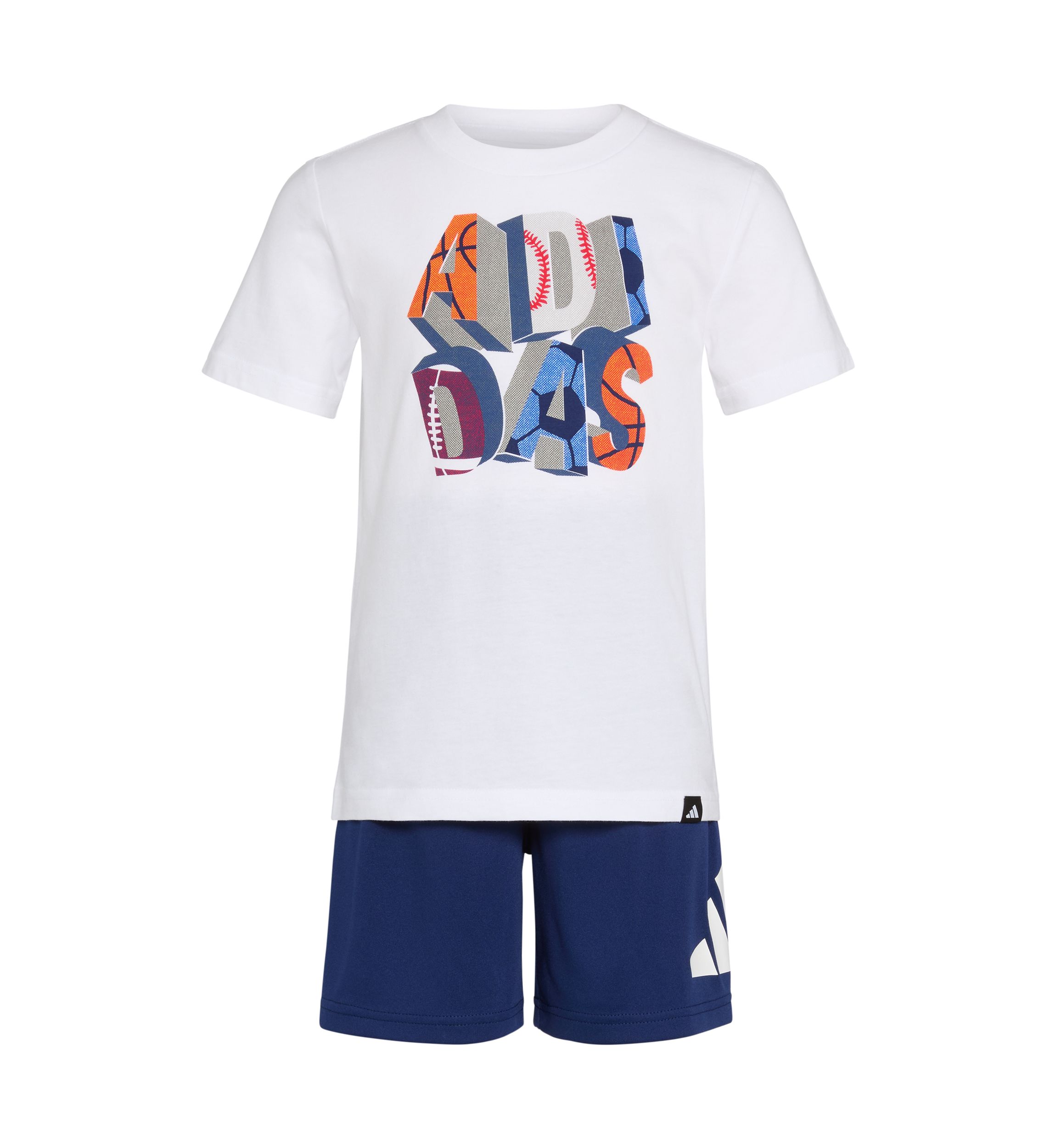 Toddler Boys Two-Piece Short Sleeve Cotton Tee & Elastic Waistband Logo Short Set