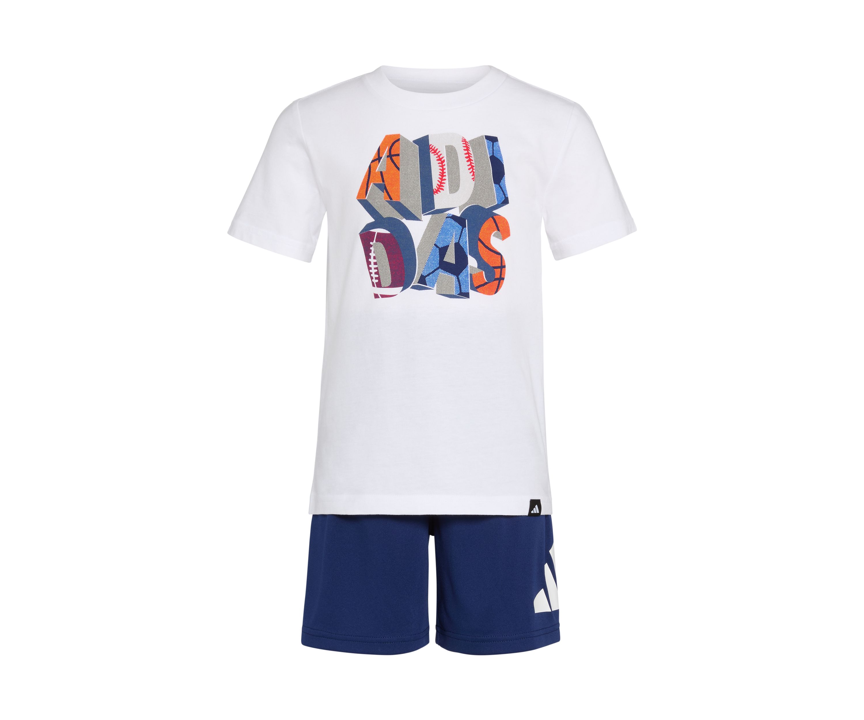 Toddler Boys Two-Piece Short Sleeve Cotton Tee & Elastic Waistband Logo Short Set