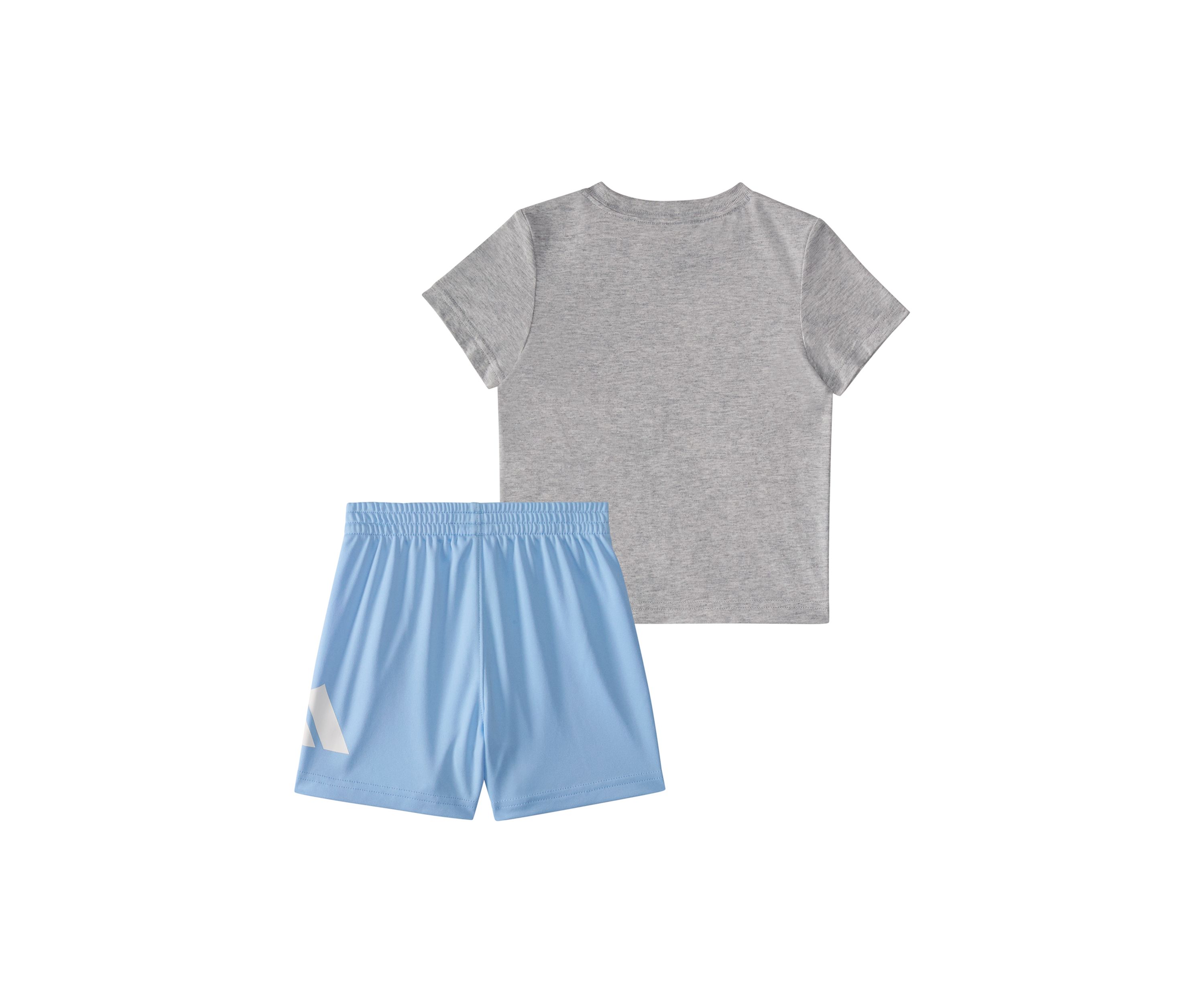 Toddler Boys Two-Piece Short Sleeve Cotton Heather Tee & Elastic Waistband Logo Short Set
