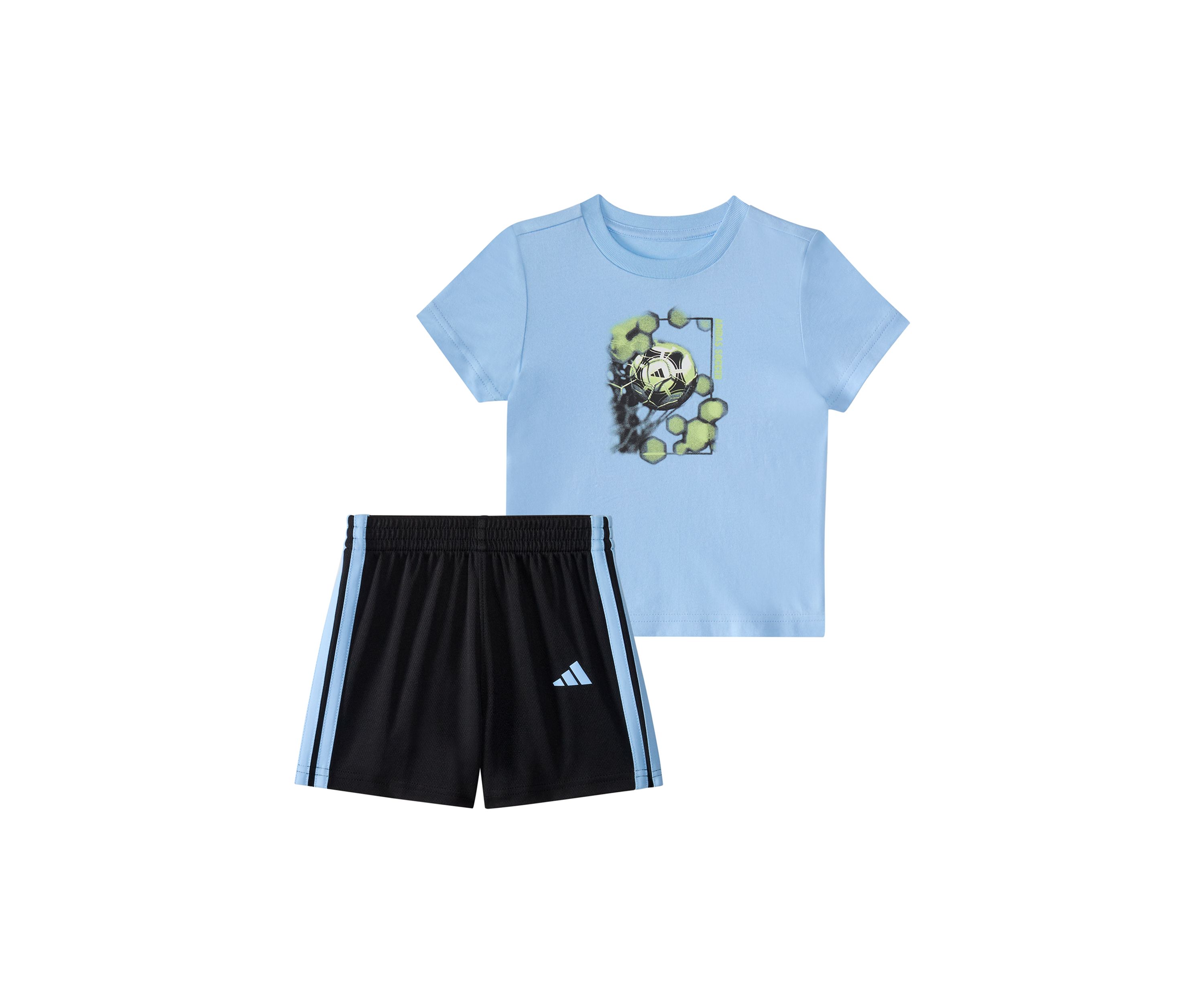 Baby Boys Two-Piece Short Sleeve Graphic Cotton Tee & 3-Stripe Short Set
