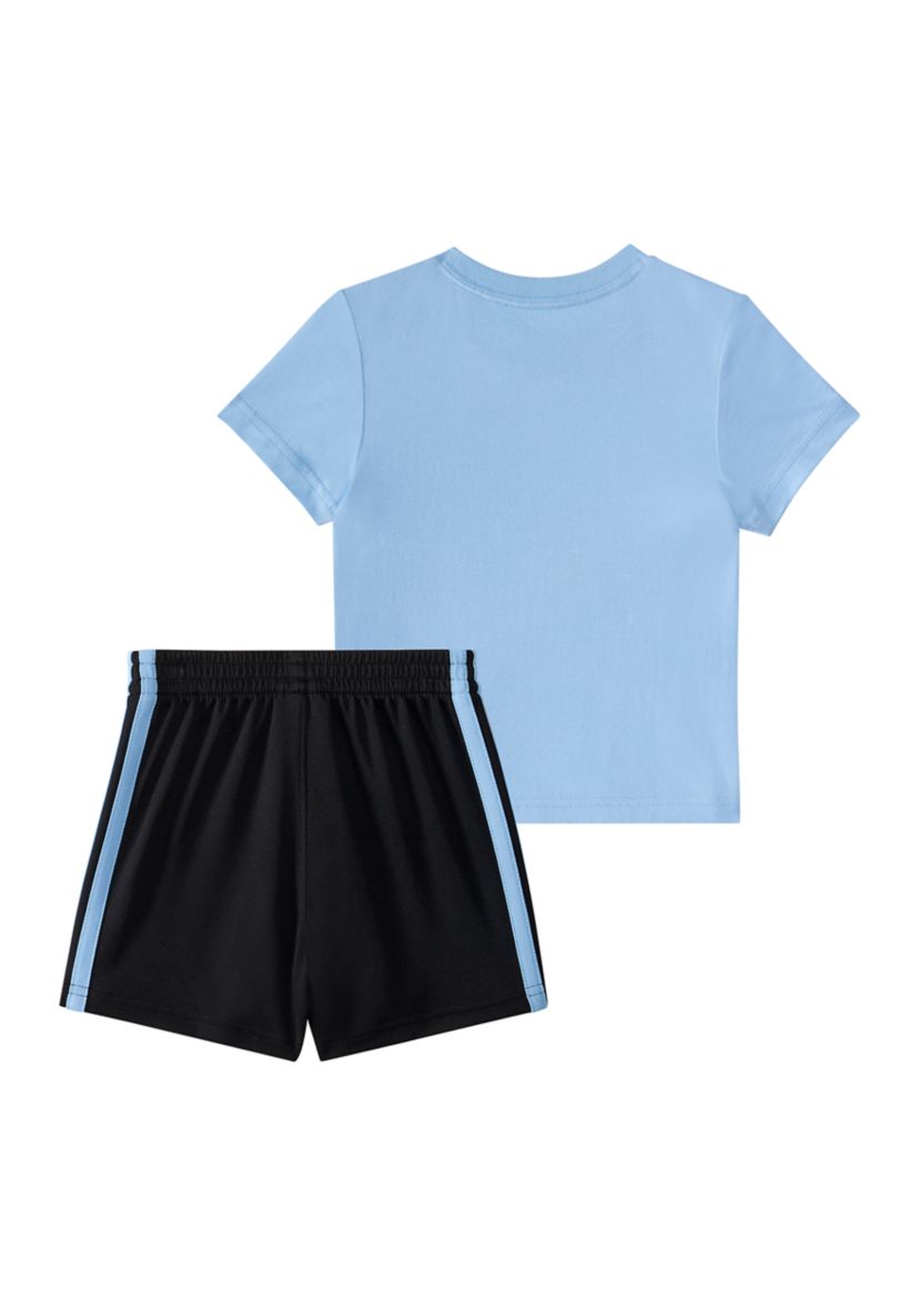 Baby Boys Two-Piece Short Sleeve Graphic Cotton Tee & 3-Stripe Short Set