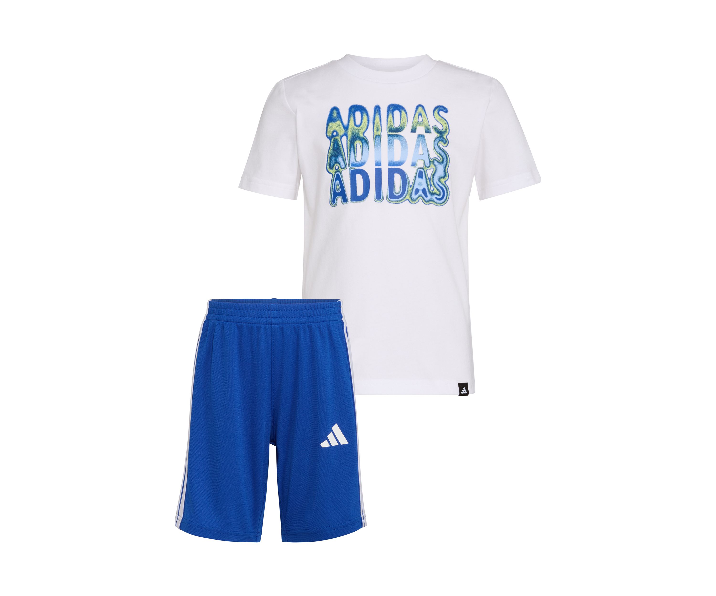 Toddler Boys Two-Piece Short Sleeve Graphic Cotton Tee & 3-Stripe Short Set
