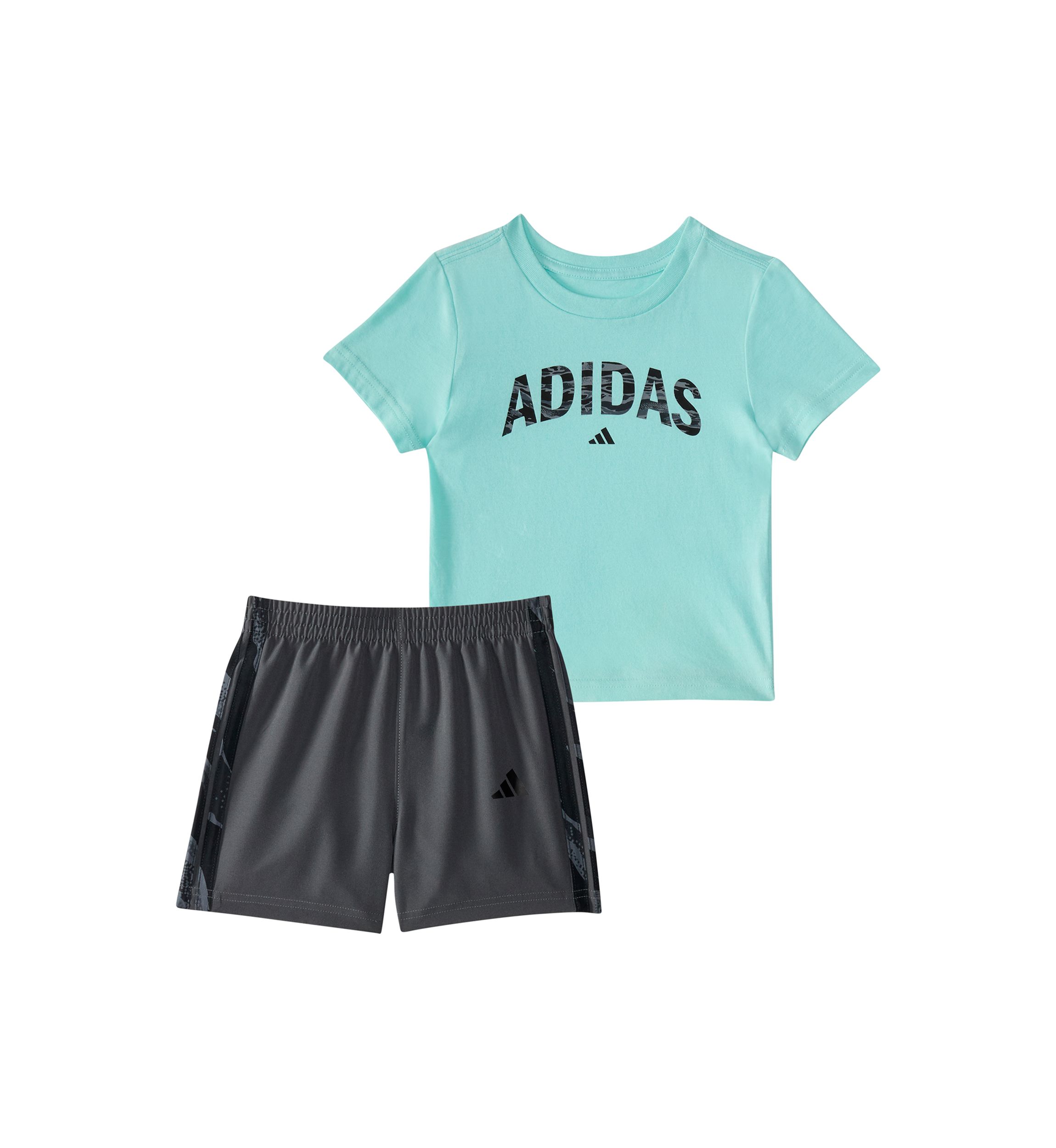 Toddler Boys Two Piece Short Sleeve T-Shirt & Camo 3-Stripe Woven Shorts Set