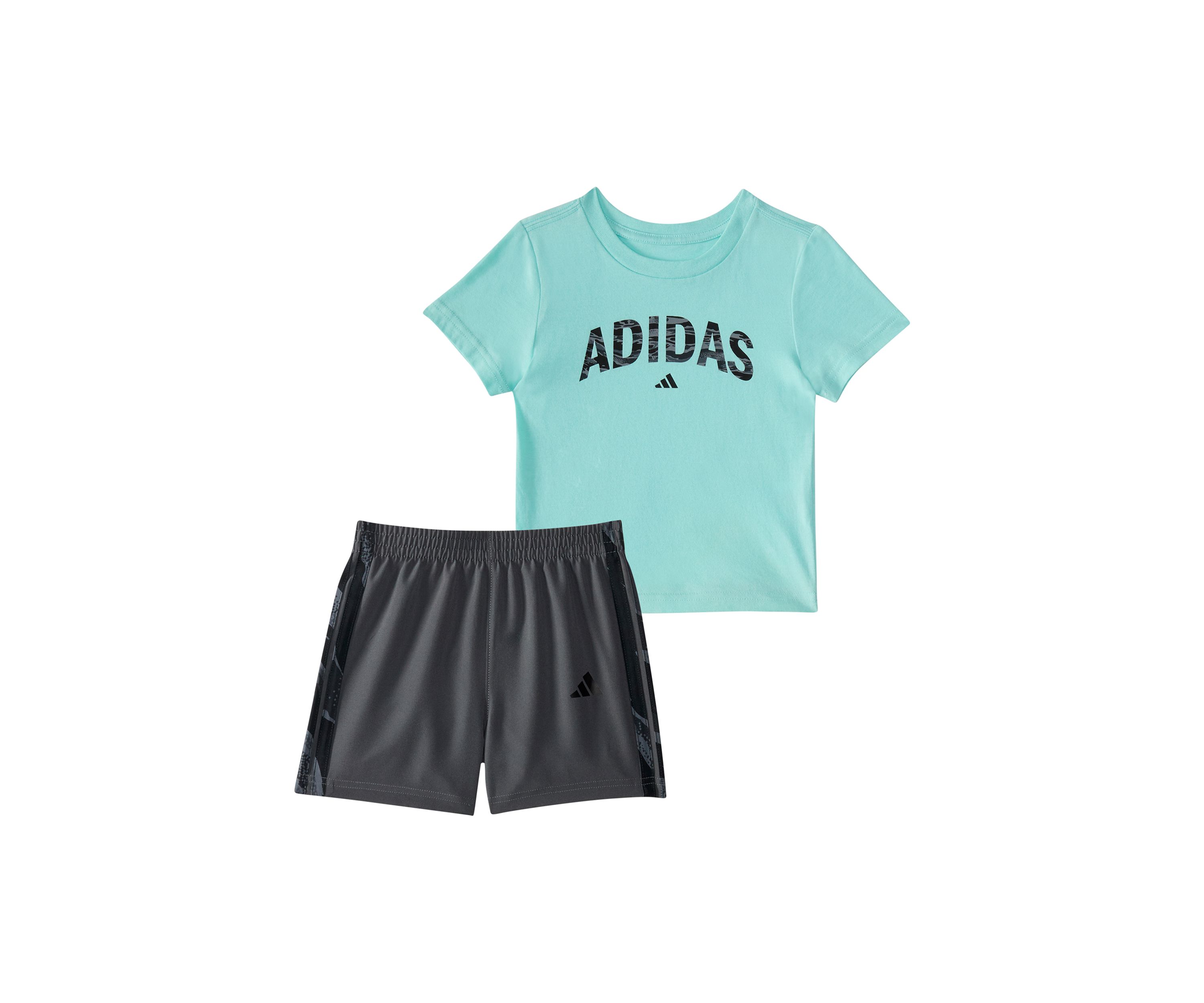 Toddler Boys Two Piece Short Sleeve T-Shirt & Camo 3-Stripe Woven Shorts Set