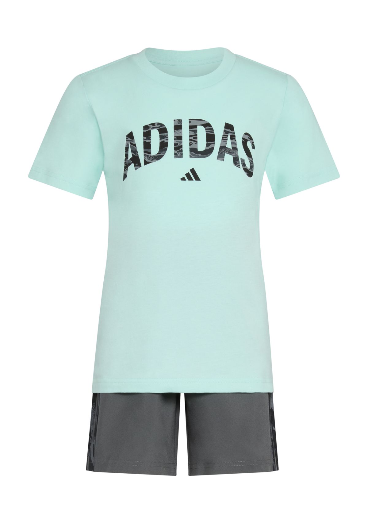 Boys 4-7 Two Piece Short Sleeve T-Shirt and Camo 3-Stripe Woven Shorts Set