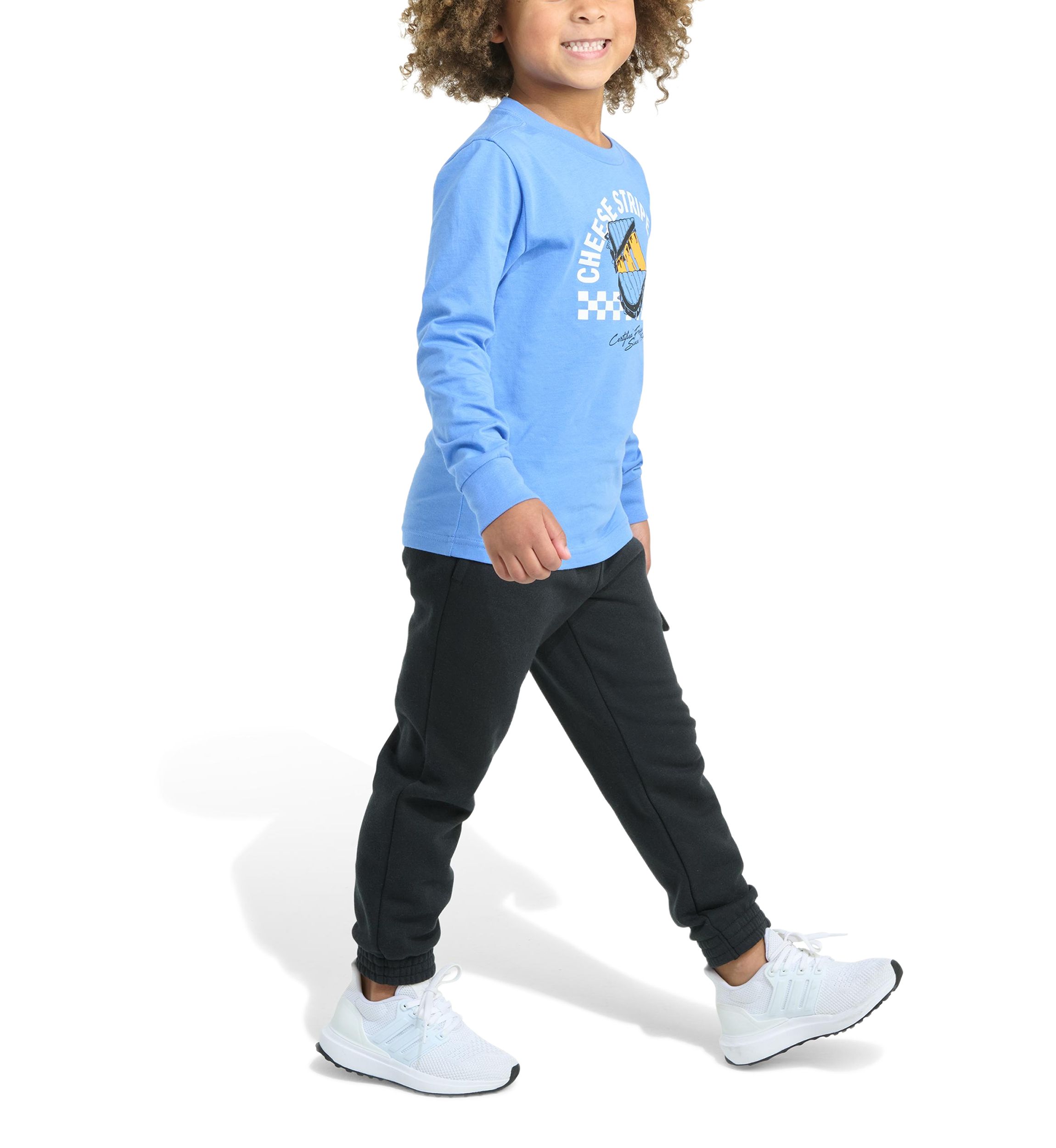 Toddler Boys Two Piece Long Sleeve Graphic Cotton T-Shirt and Elastic Waistband Cargo Joggers Set