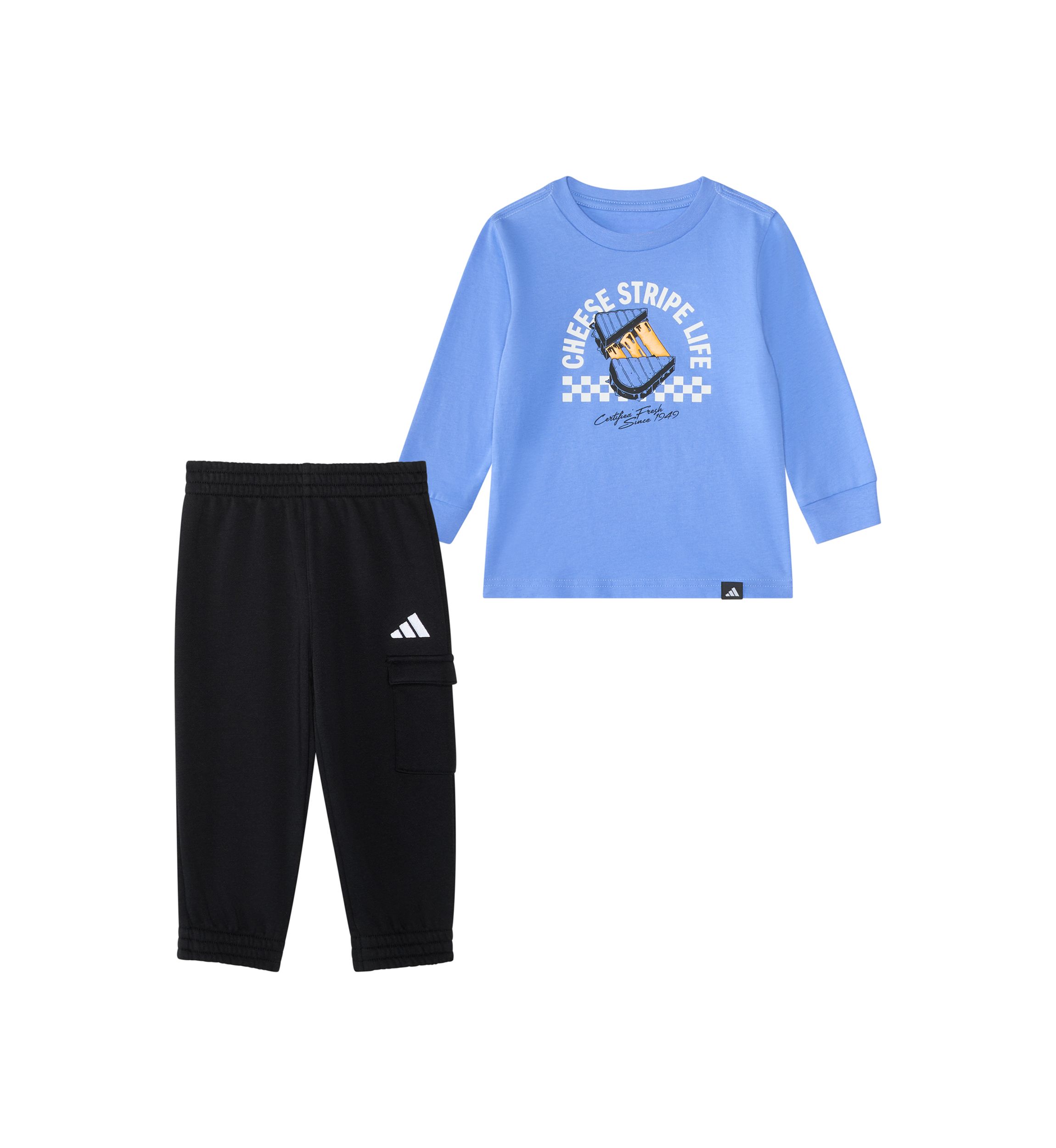 Baby Boys Two Piece Long Sleeve Graphic Cotton T-Shirt and Elastic Waistband Cargo Joggers Set