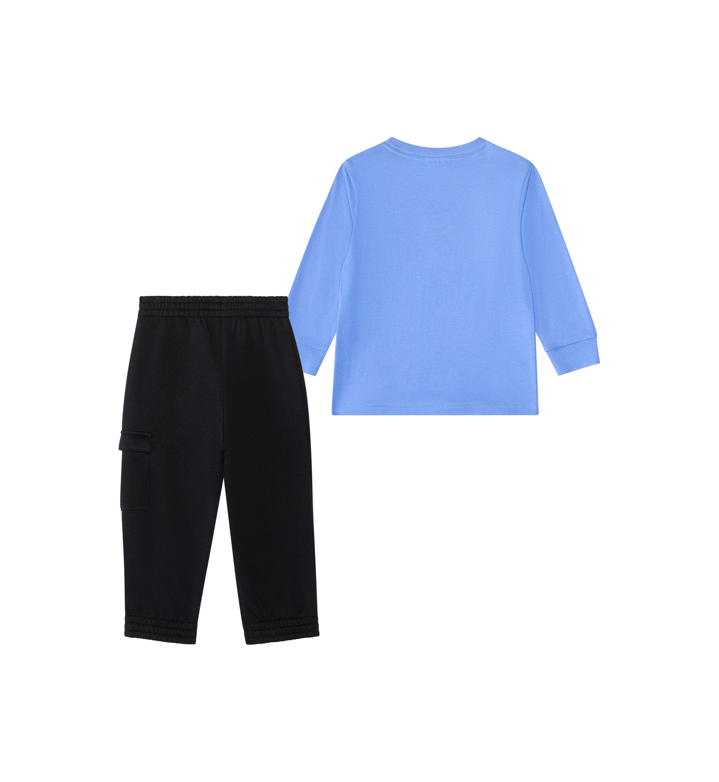 Baby Boys Two Piece Long Sleeve Graphic Cotton T-Shirt and Elastic Waistband Cargo Joggers Set