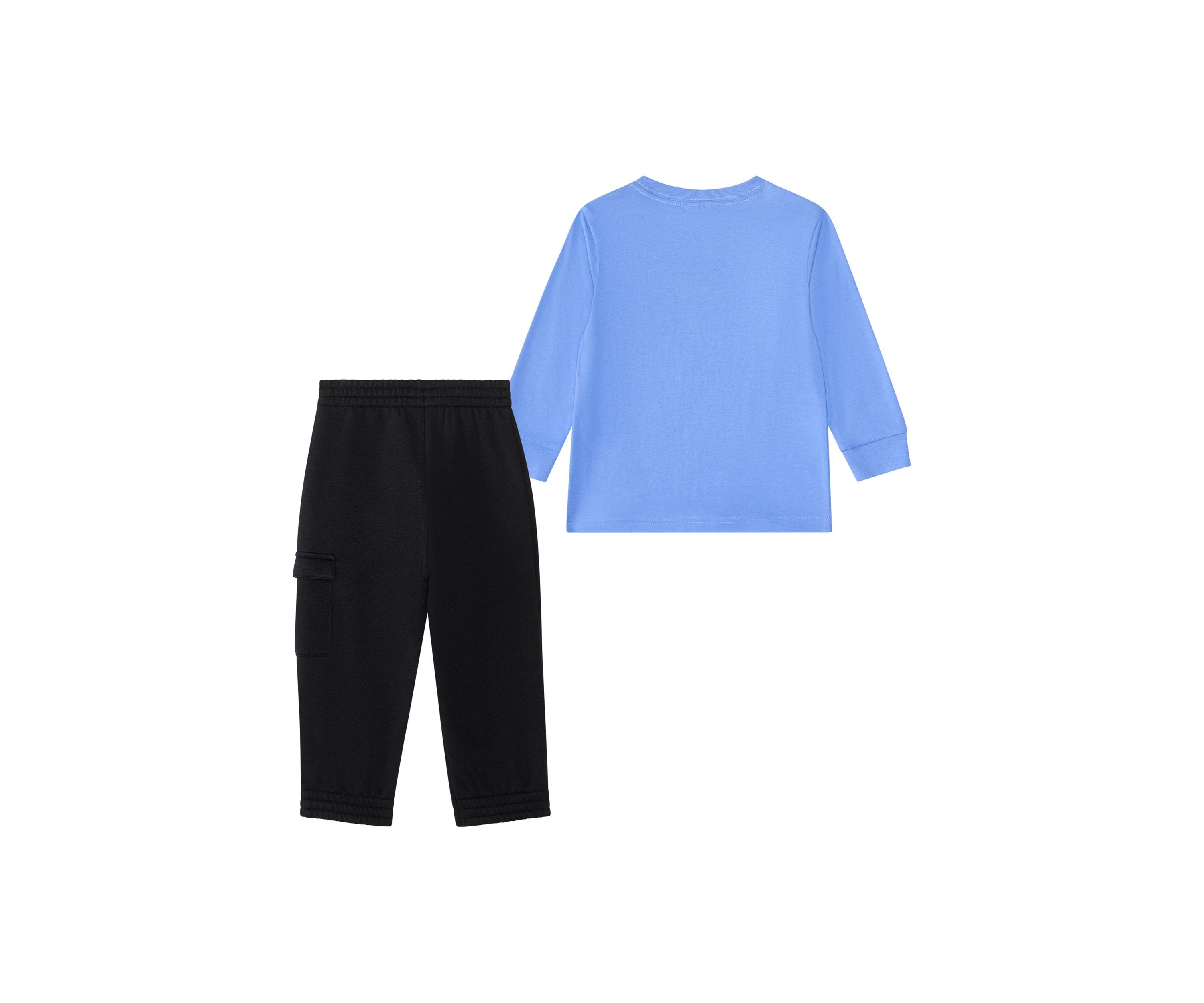 Baby Boys Two Piece Long Sleeve Graphic Cotton T-Shirt and Elastic Waistband Cargo Joggers Set