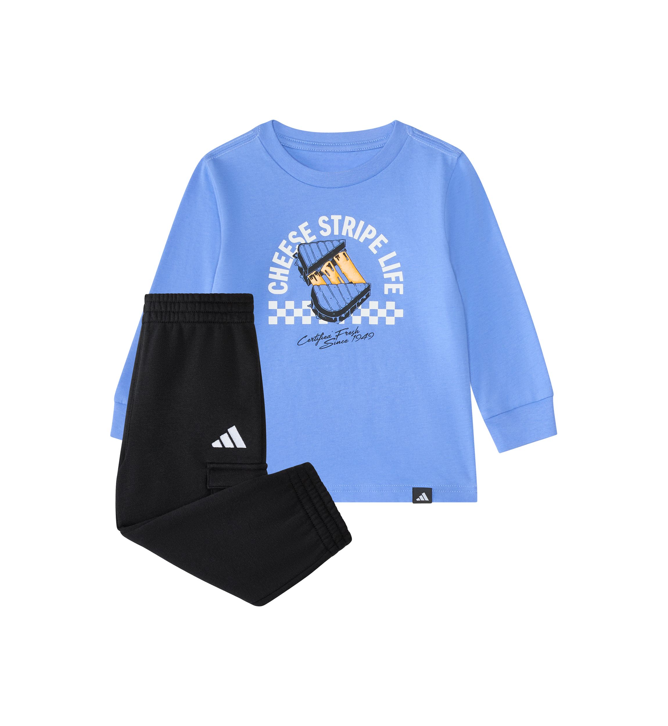 Baby Boys Two Piece Long Sleeve Graphic Cotton T-Shirt and Elastic Waistband Cargo Joggers Set