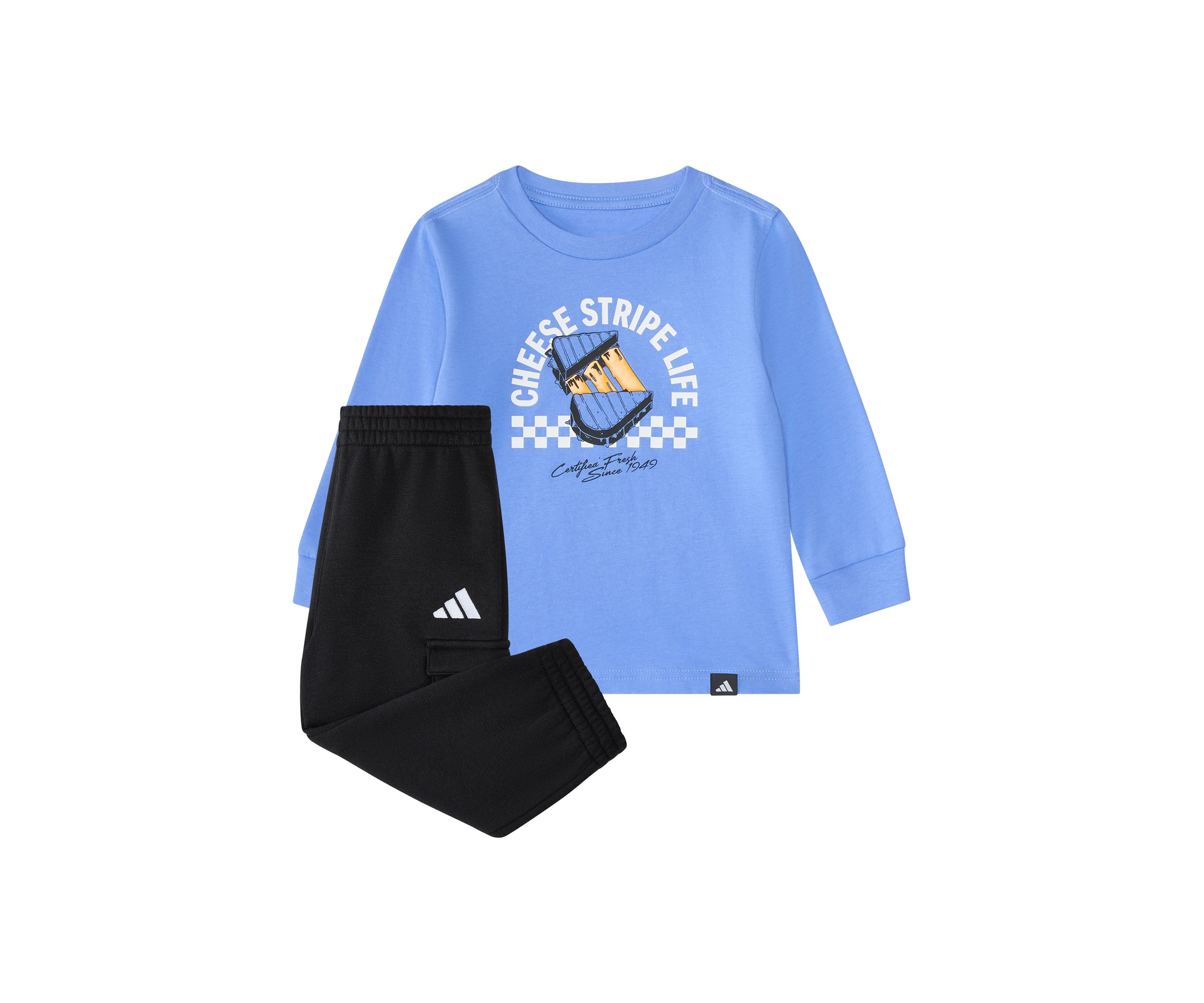 Baby Boys Two Piece Long Sleeve Graphic Cotton T-Shirt and Elastic Waistband Cargo Joggers Set