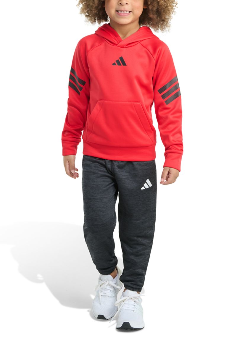 Toddler Boys Two Piece Poly Fleece 3-Stripe Pullover and Joggers Set