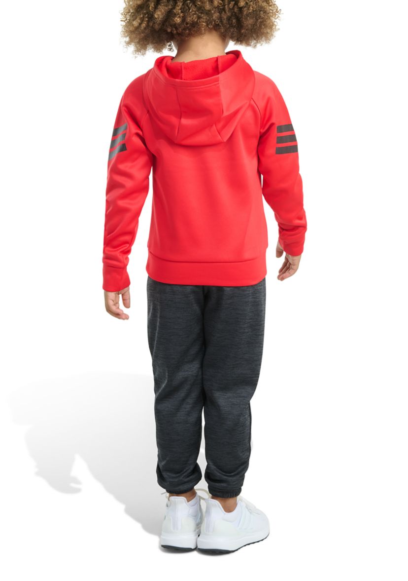 Toddler Boys Two Piece Poly Fleece 3-Stripe Pullover and Joggers Set