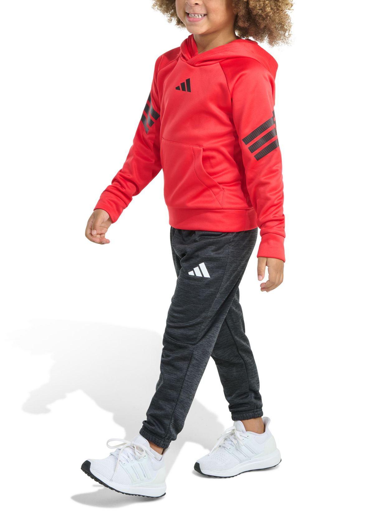 Toddler Boys Two Piece Poly Fleece 3-Stripe Pullover and Joggers Set