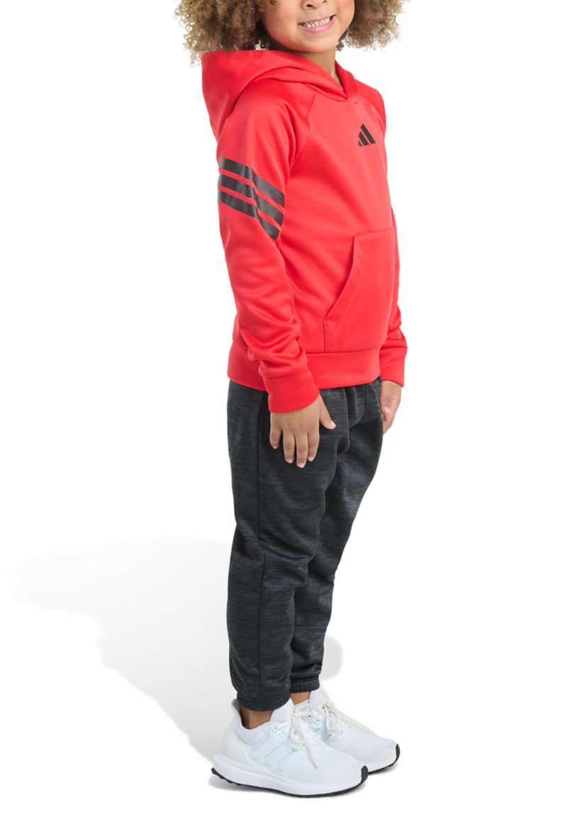 Toddler Boys Two Piece Poly Fleece 3-Stripe Pullover and Joggers Set