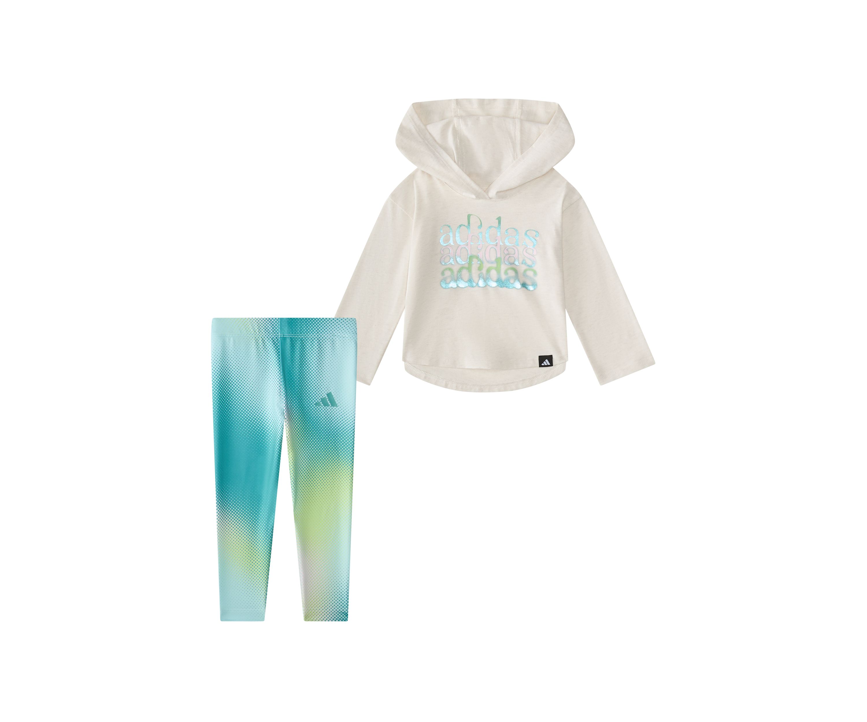 Baby Girls Two Piece Long Sleeve Hooded Heather T-Shirt & Printed Leggings Set