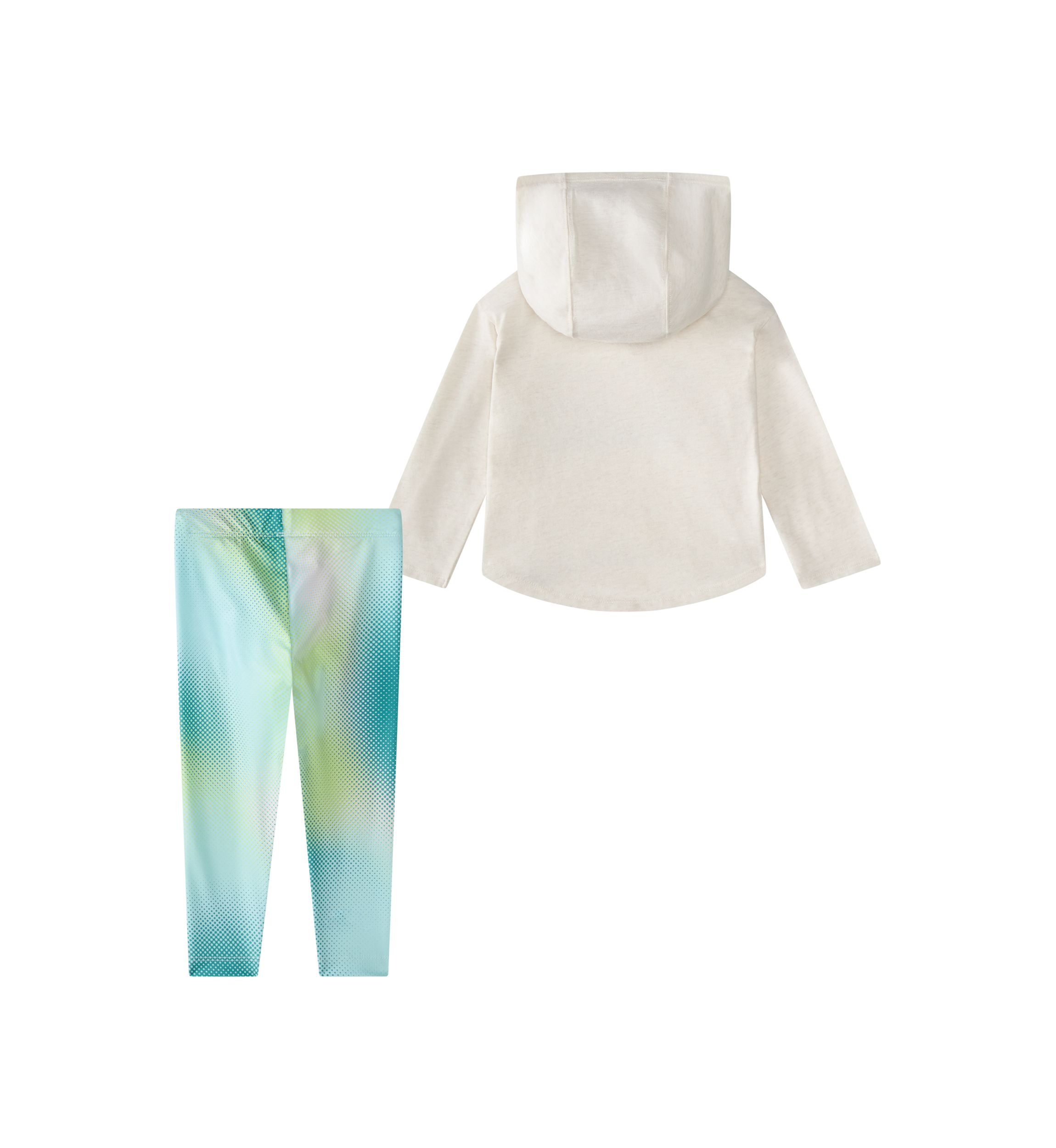 Baby Girls Two Piece Long Sleeve Hooded Heather T-Shirt & Printed Leggings Set