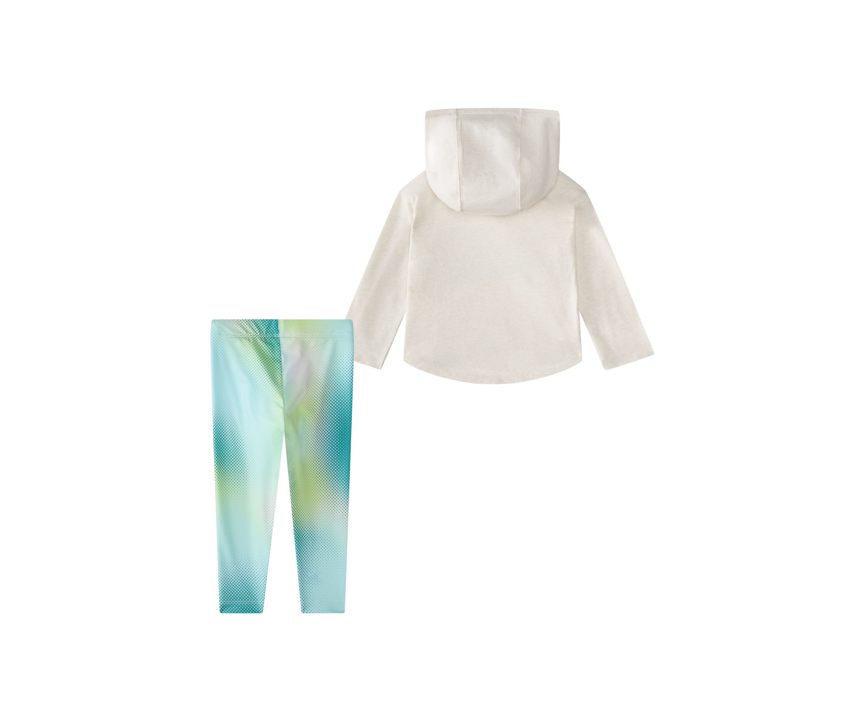 Baby Girls Two Piece Long Sleeve Hooded Heather T-Shirt & Printed Leggings Set