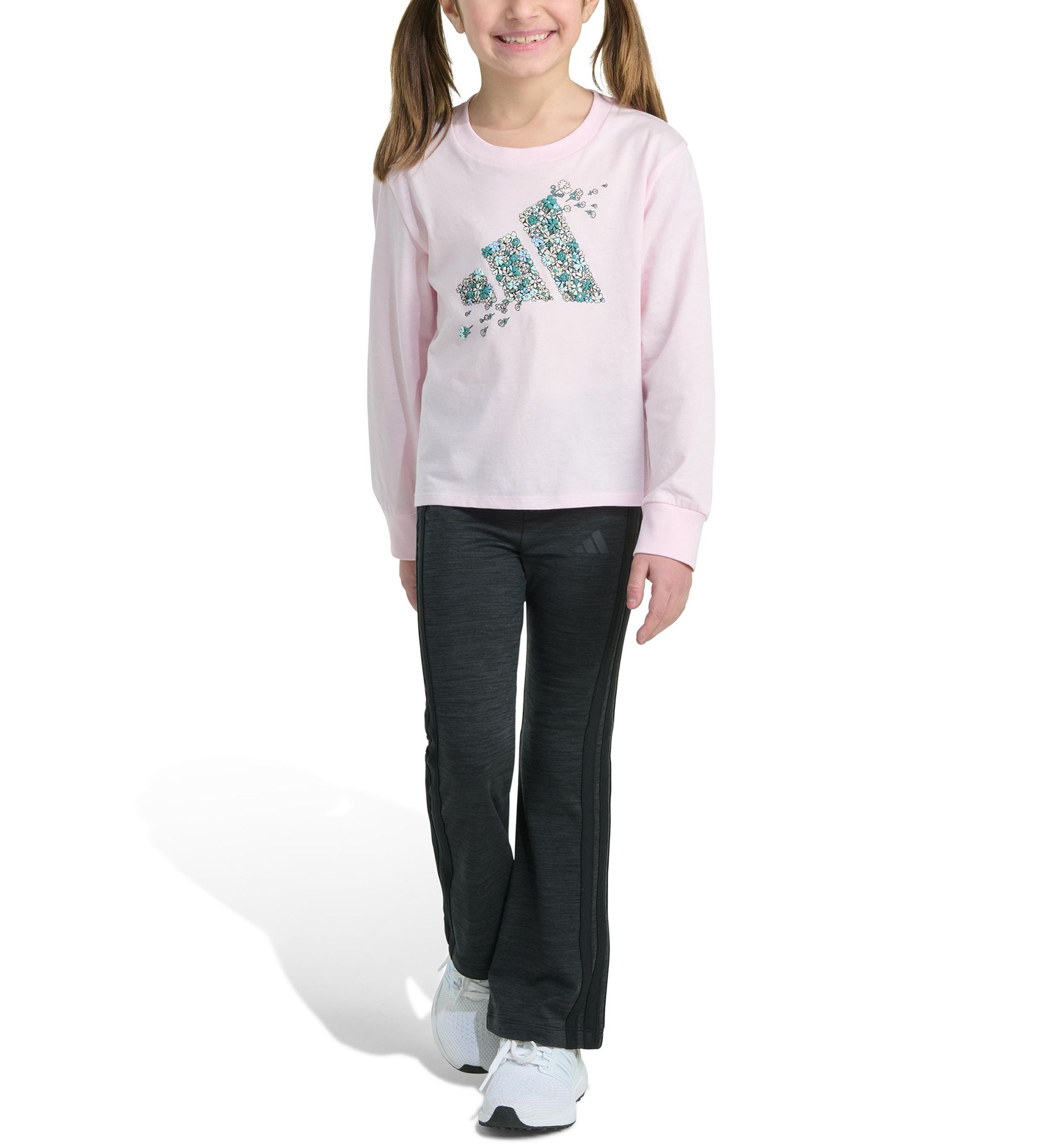 Toddler Girls Two Piece Long Sleeve Graphic T-Shirt and Flare Pants Set