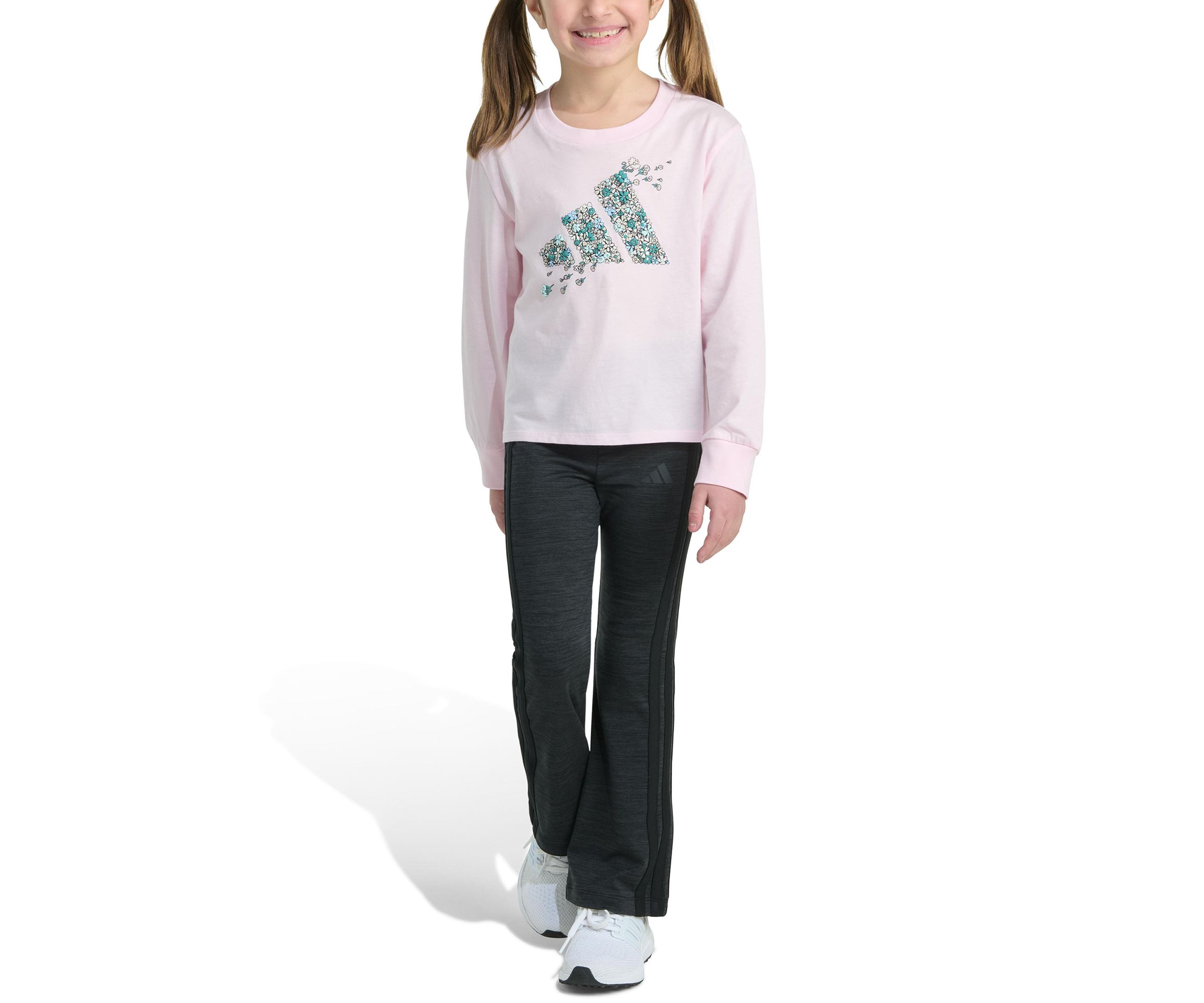 Toddler Girls Two Piece Long Sleeve Graphic T-Shirt and Flare Pants Set