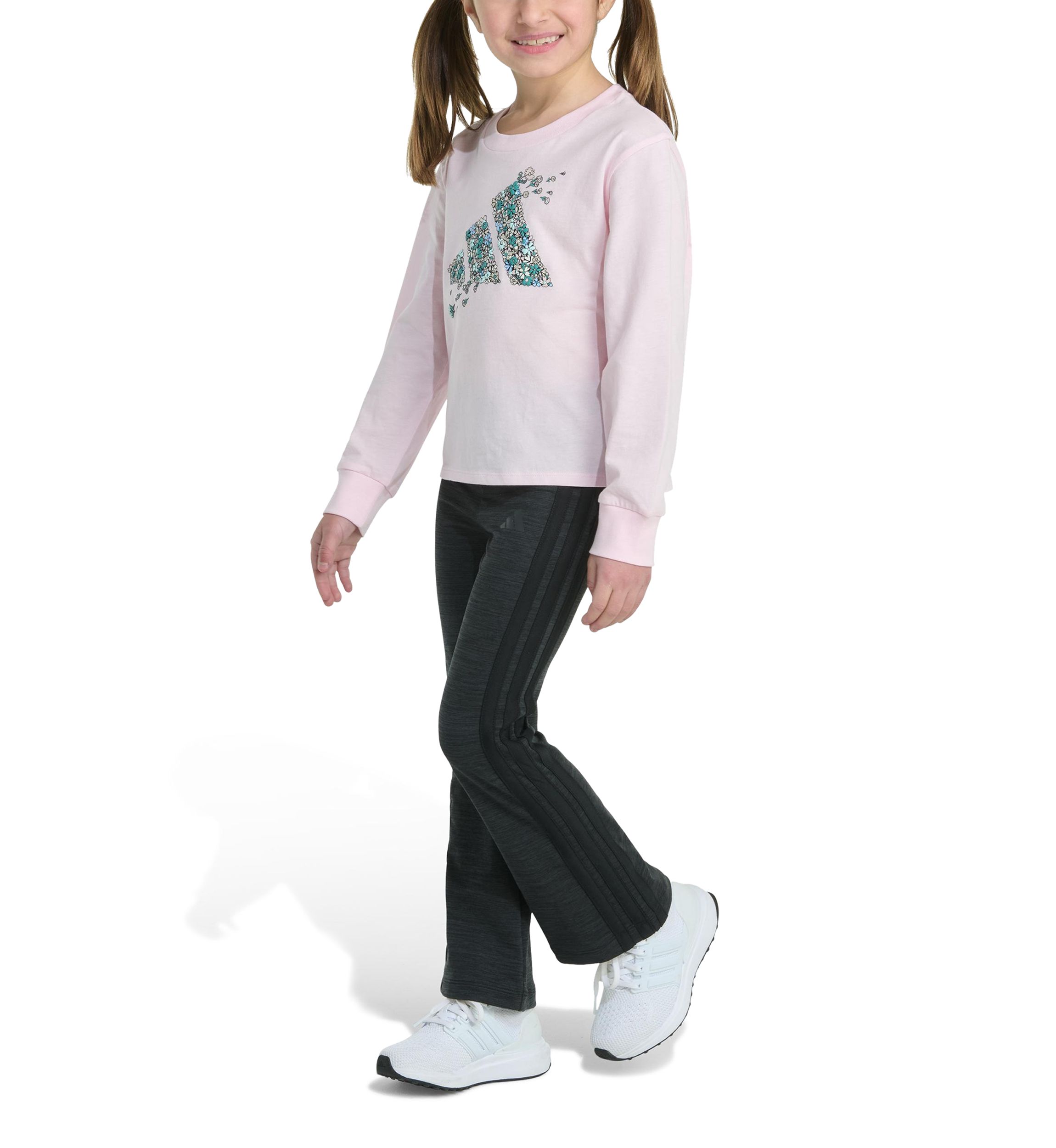 Toddler Girls Two Piece Long Sleeve Graphic T-Shirt and Flare Pants Set