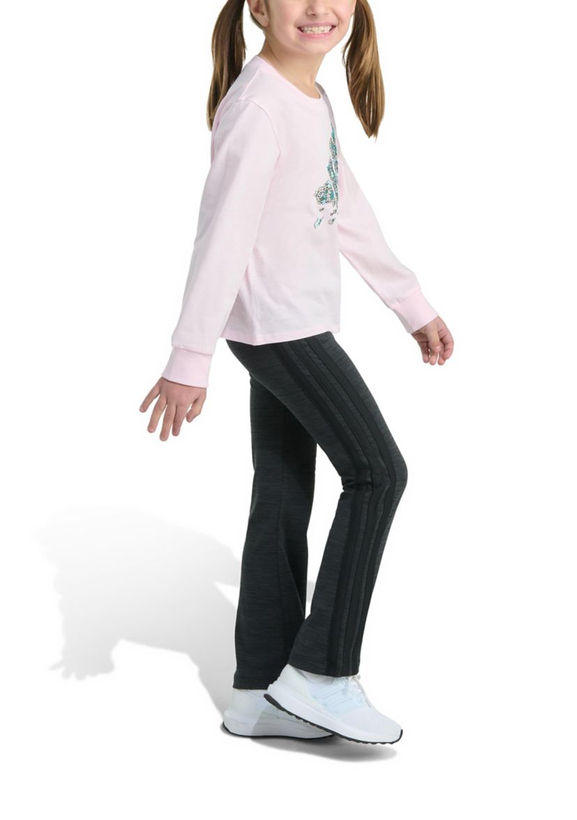 Toddler Girls Two Piece Long Sleeve Graphic T-Shirt and Flare Pants Set