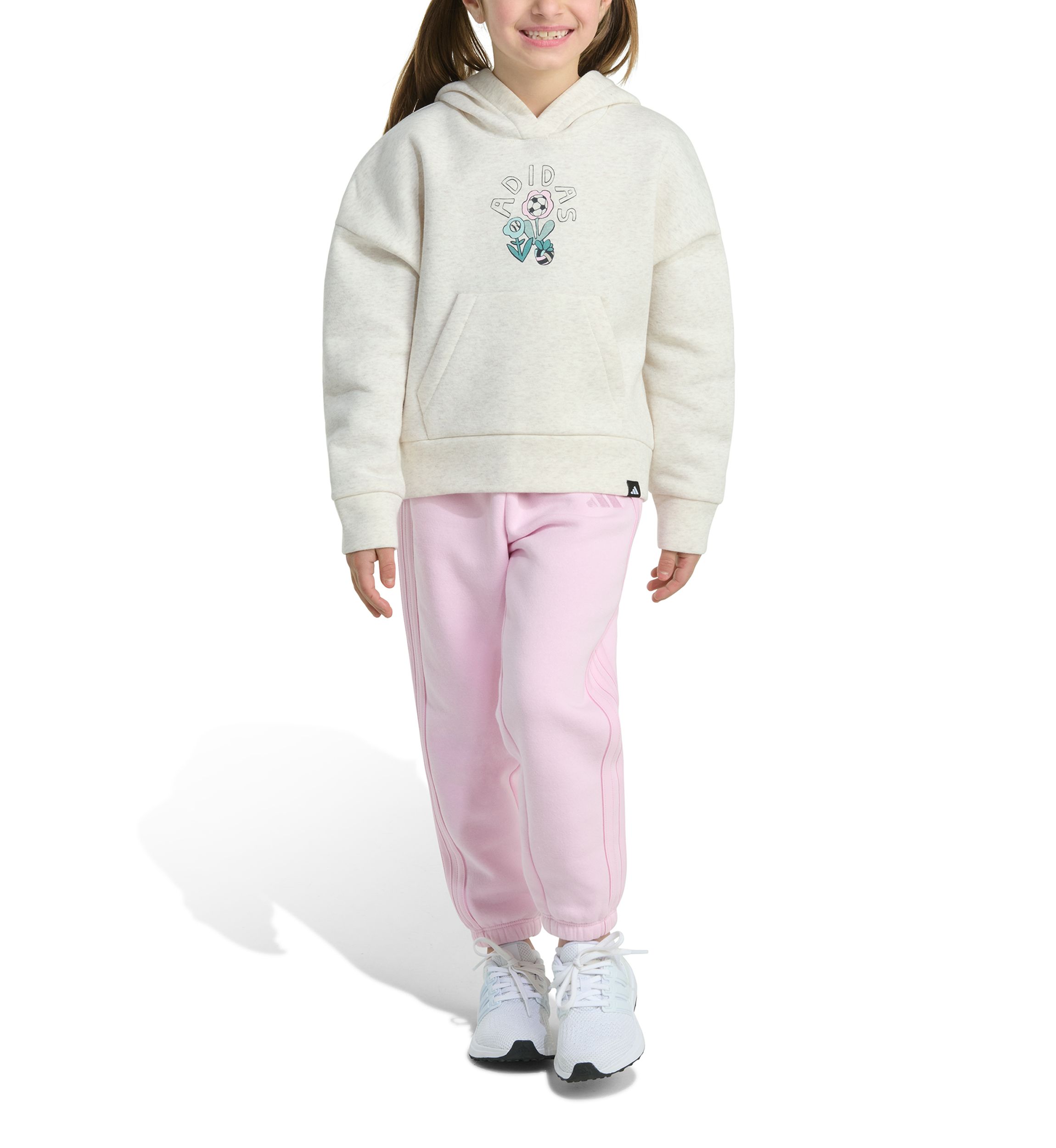 Toddler Girls Two Piece Long Sleeve Hooded Heather Pullover and Joggers Set