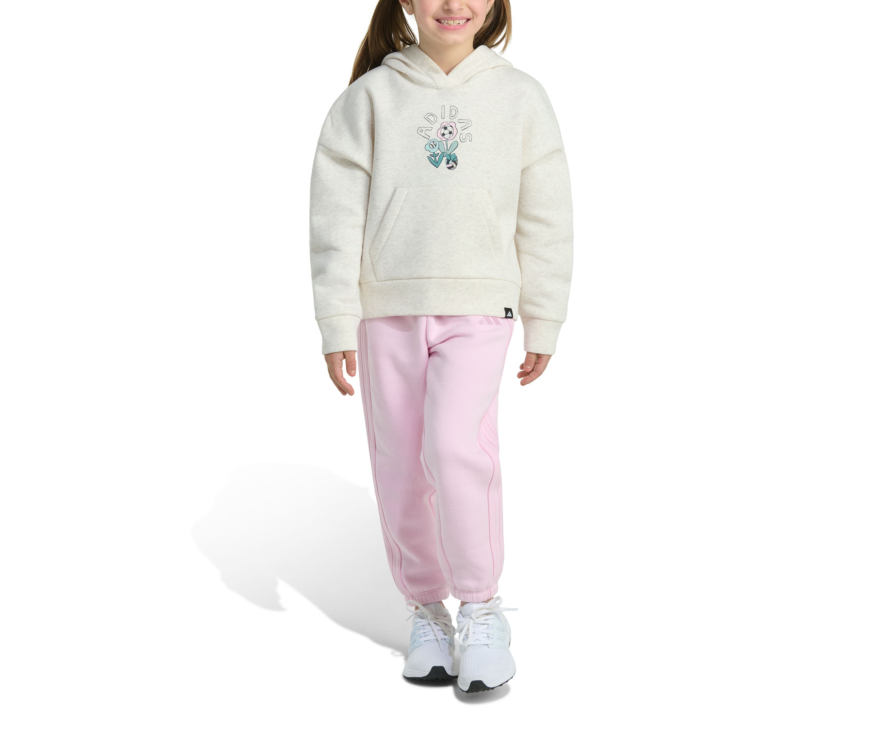 Toddler Girls Two Piece Long Sleeve Hooded Heather Pullover and Joggers Set