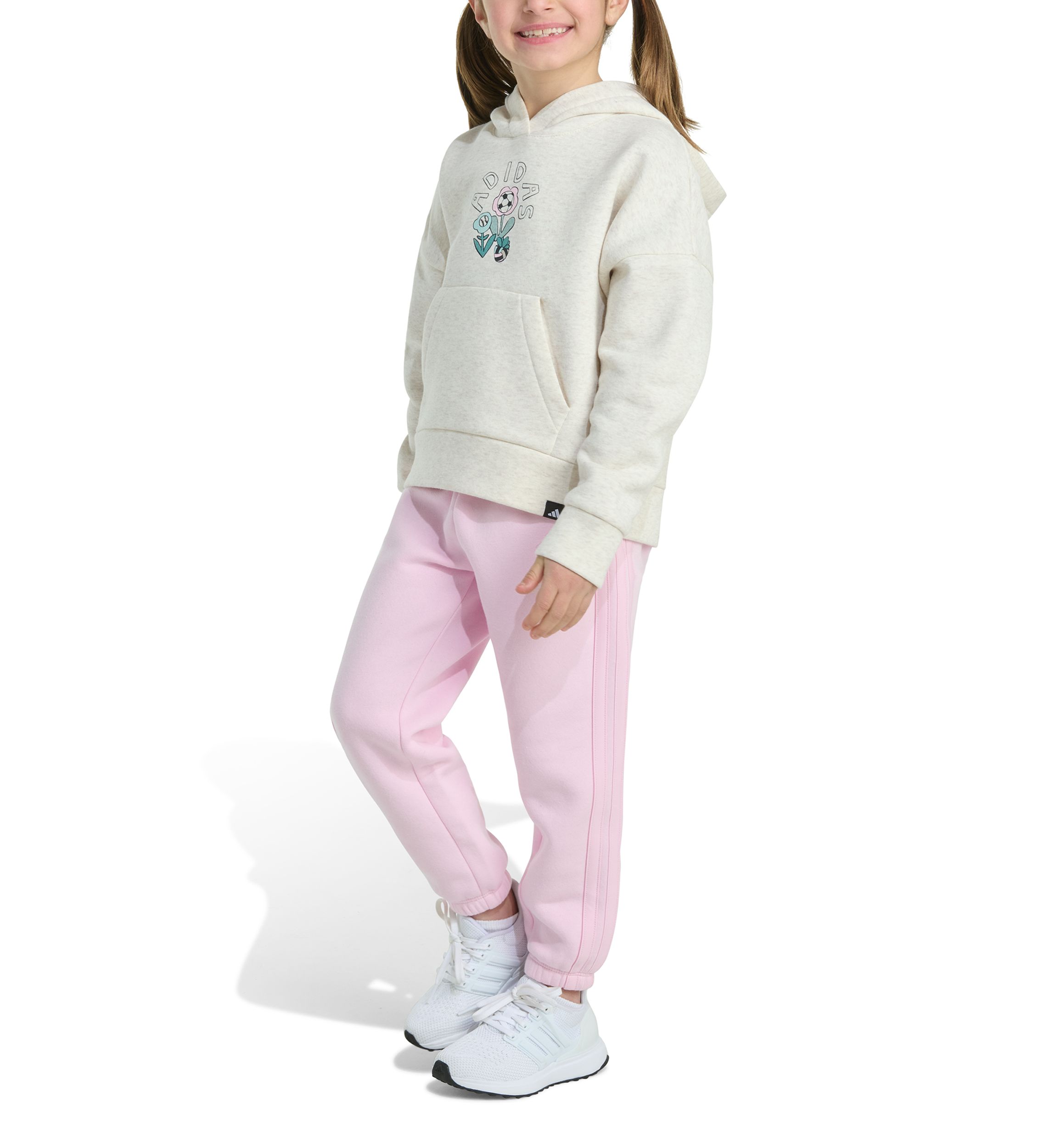 Toddler Girls Two Piece Long Sleeve Hooded Heather Pullover and Joggers Set
