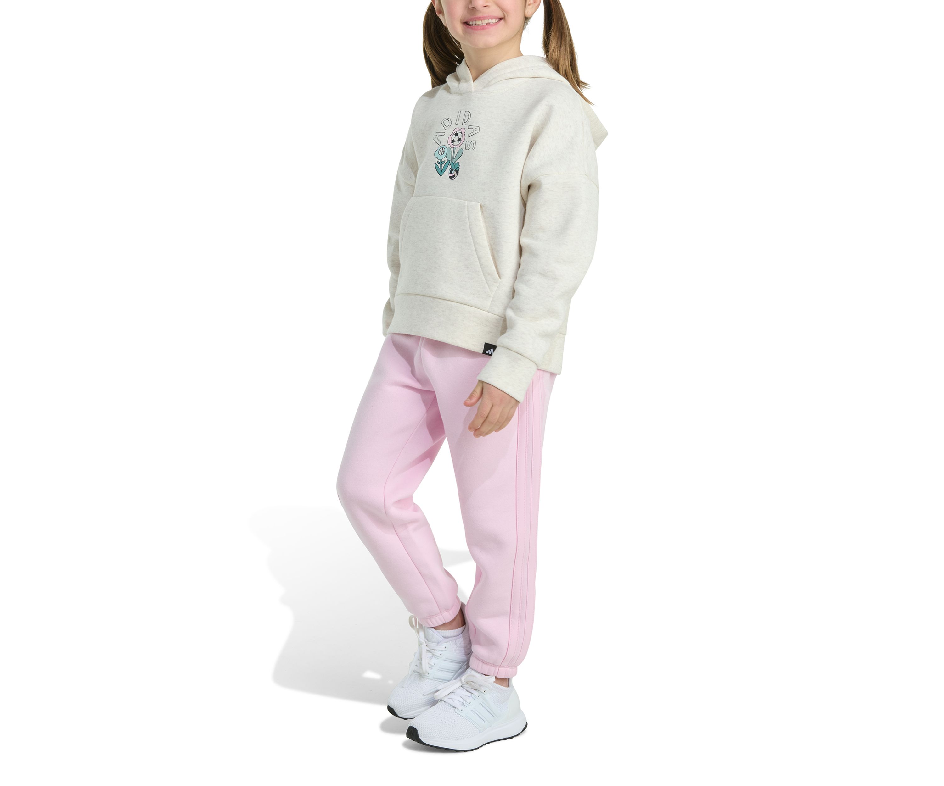 Toddler Girls Two Piece Long Sleeve Hooded Heather Pullover and Joggers Set