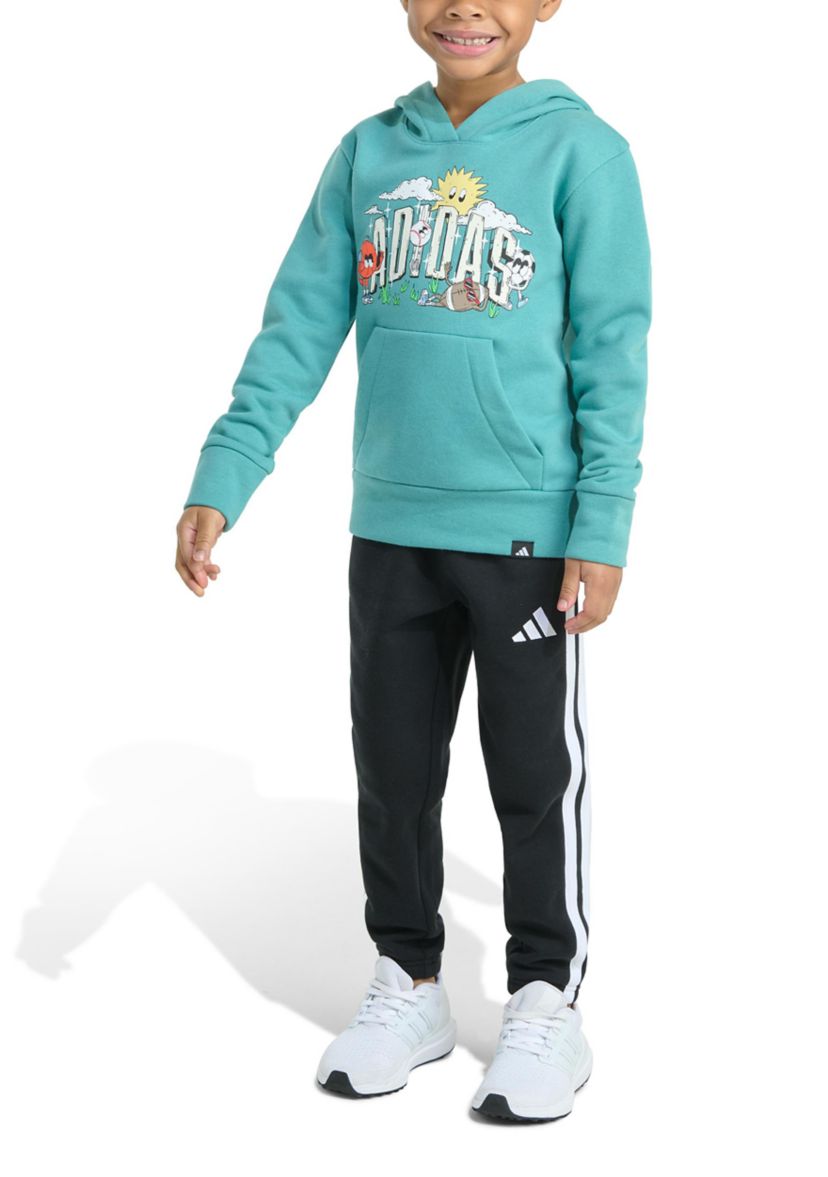 Toddler Boys Two Piece Long Sleeve Graphic Fleece Pullover & Joggers Set