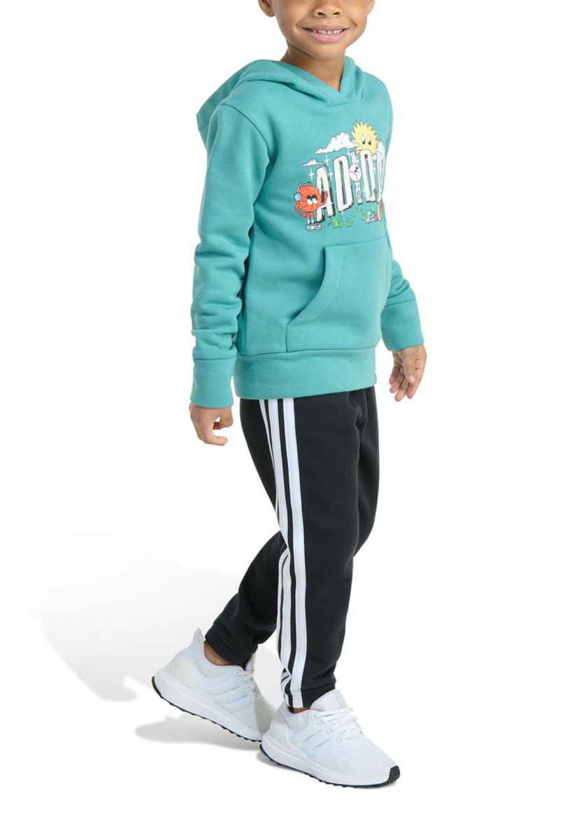 Toddler Boys Two Piece Long Sleeve Graphic Fleece Pullover & Joggers Set