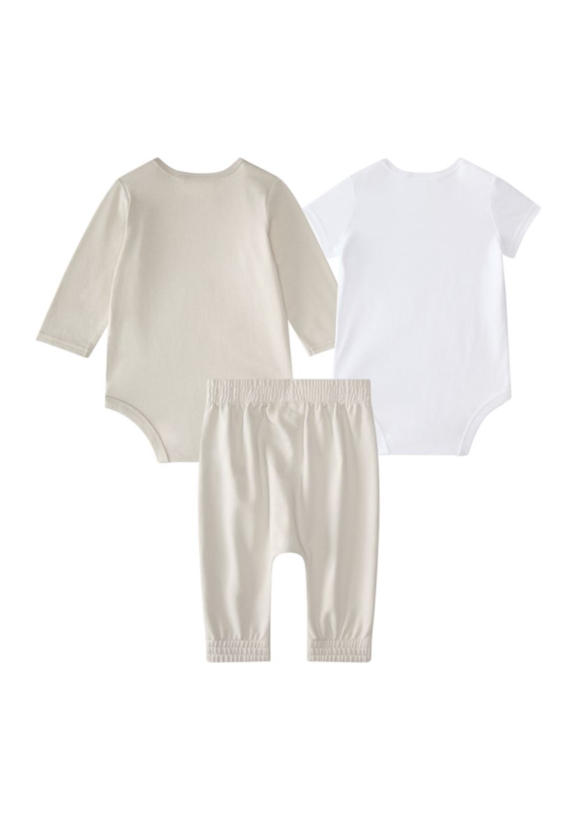 Baby Girls Three Piece Linear Logo Bodysuit & Pants Set