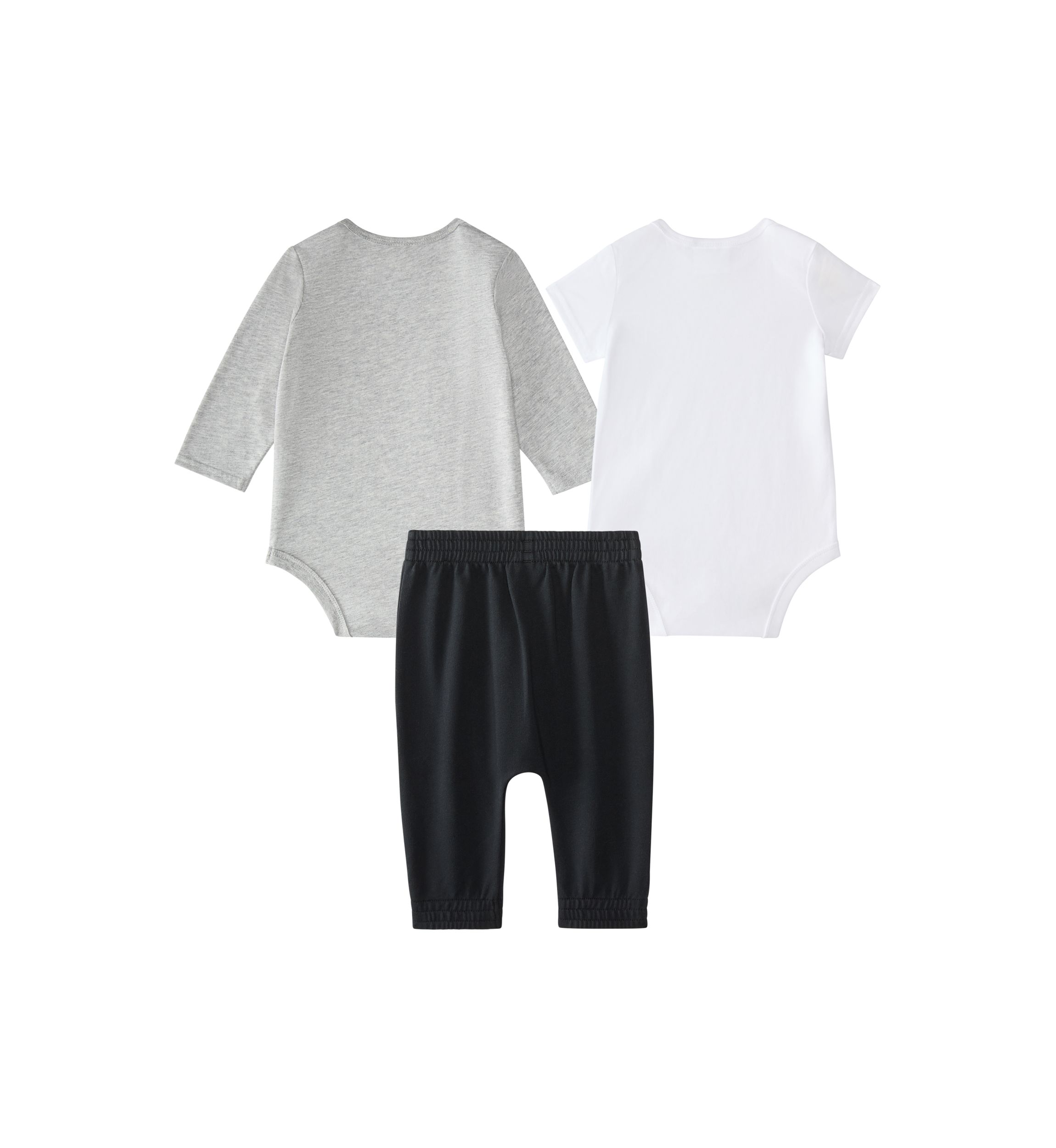 Baby Boys Three Piece Linear Logo Heather Bodysuit & Pants Set