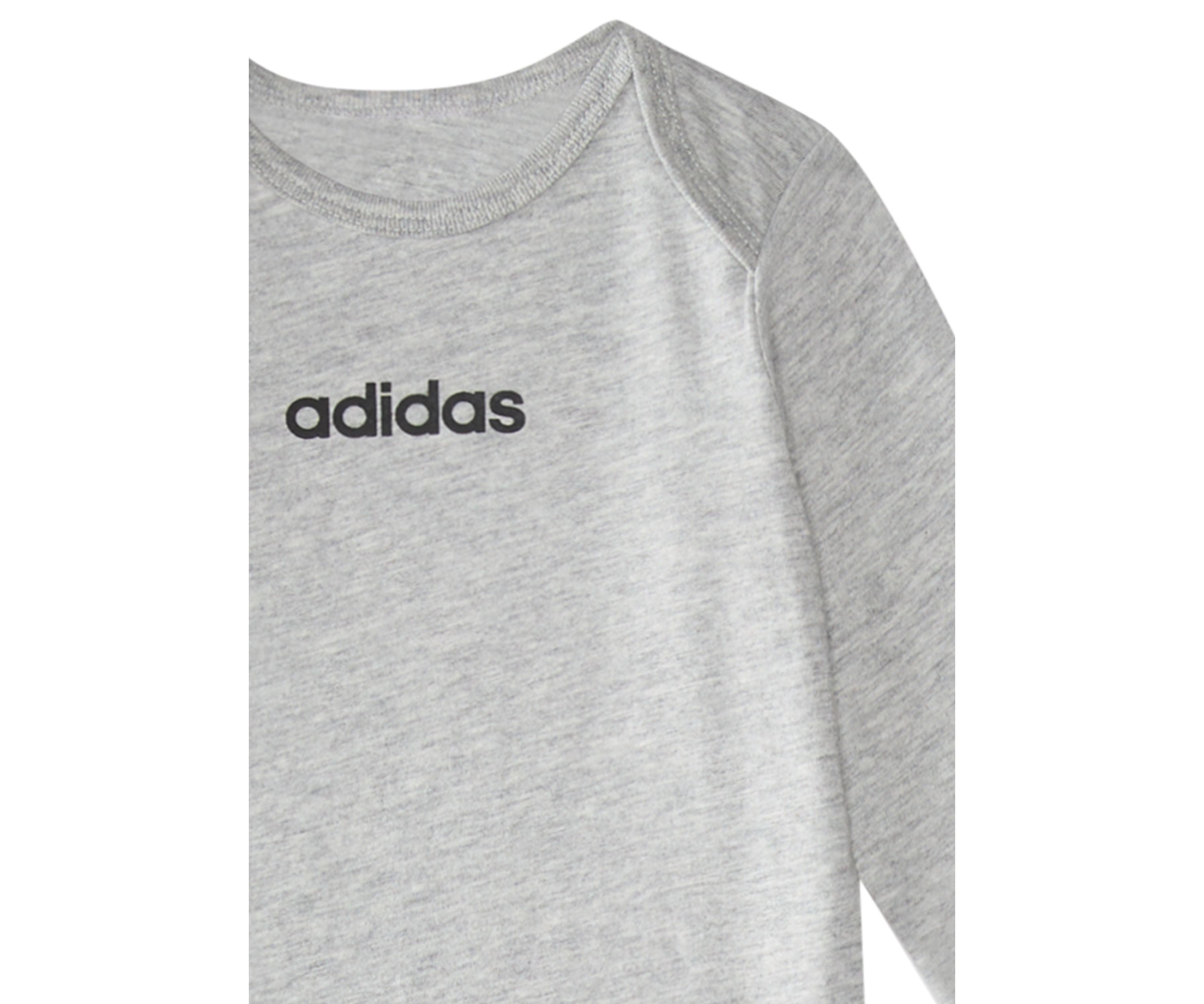 Baby Boys Three Piece Linear Logo Heather Bodysuit & Pants Set
