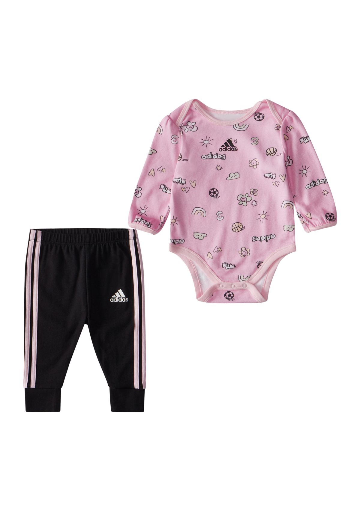 Baby Girls Long Sleeve Allover Print Bodysuit and Joggers Set 