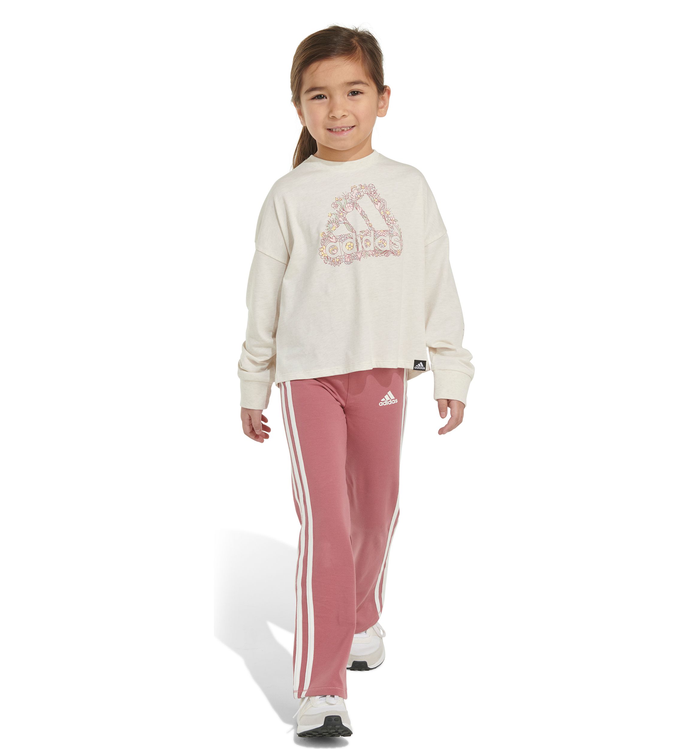 Toddler Girls Long Sleeve Graphic Heather T-Shirt and Flared Pants Set