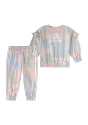 Girls 4-6x French Terry Flutter Sleeve Sweatshirt and Joggers Set